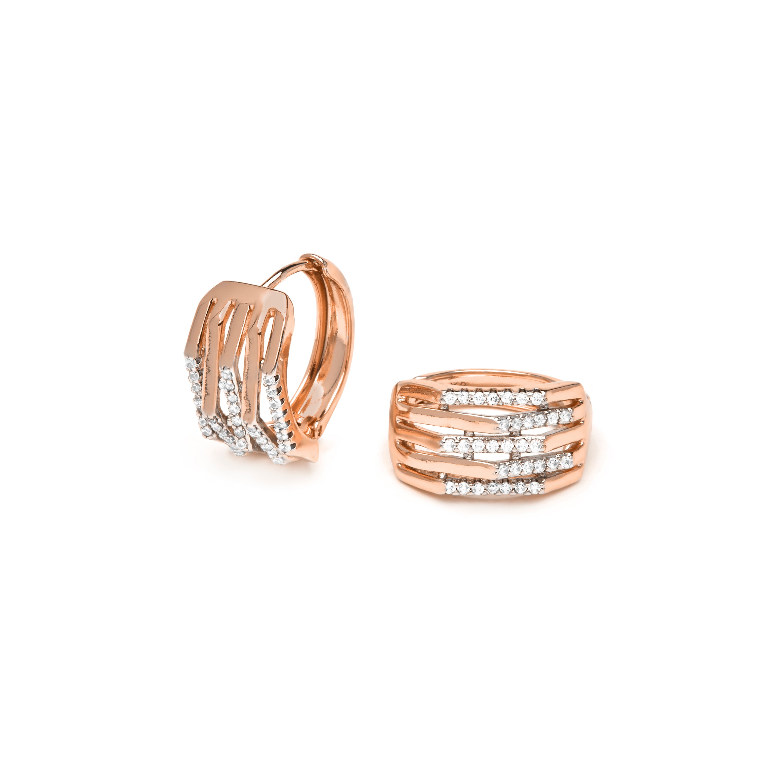 Pendientes acabado oro amarillo de 18k y Circonita Brillante - Userax