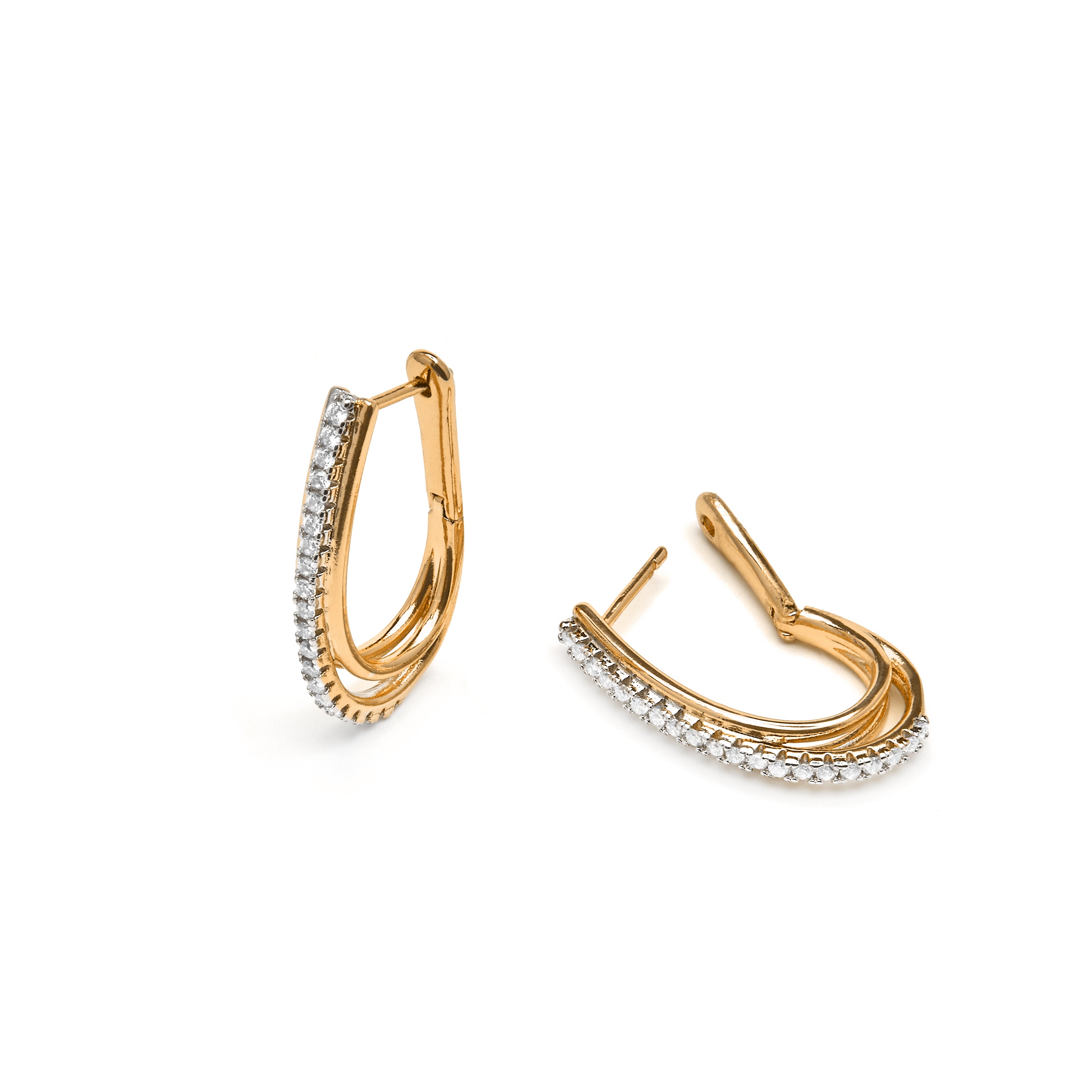 Pendientes acabado oro amarillo de 18k y Circonita Brillante - Boku