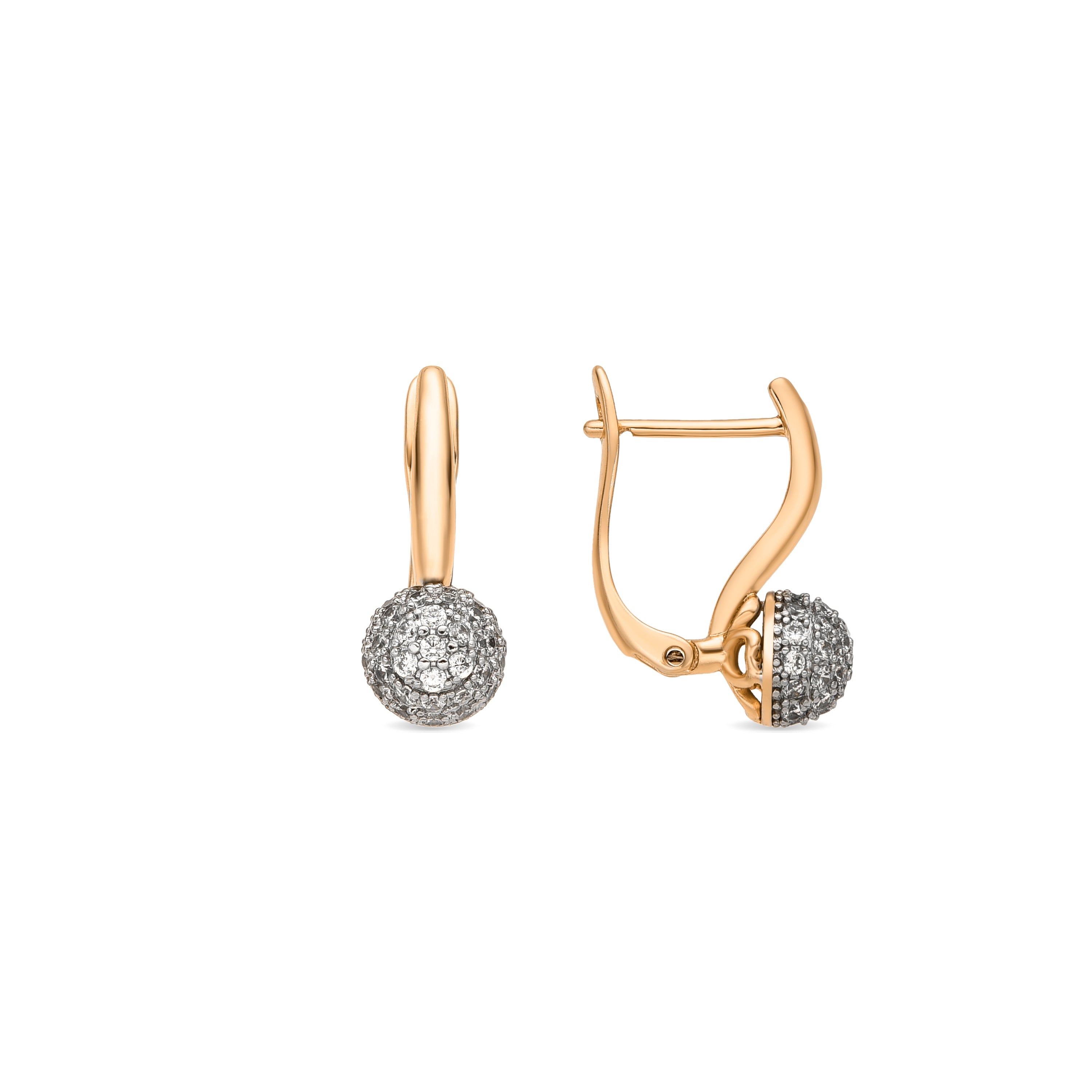 Pendientes acabado oro amarillo de 18k y Circonita Brillante - Mnio
