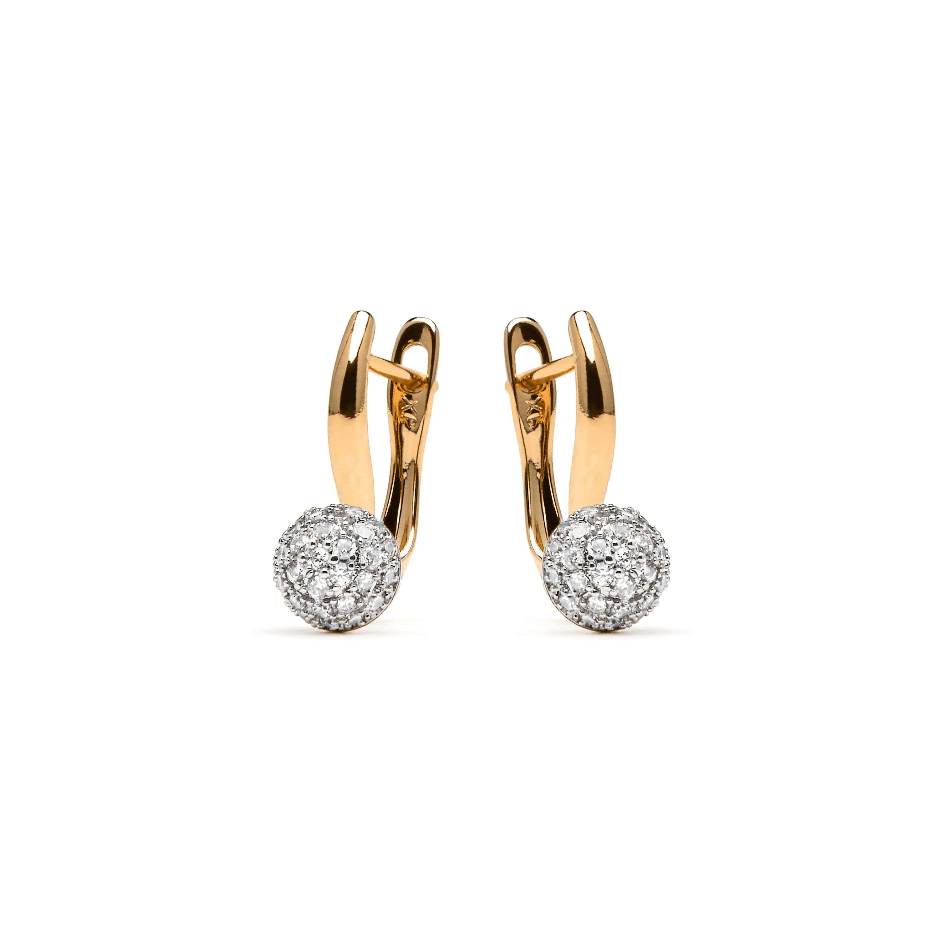 Pendientes acabado oro amarillo de 18k y Circonita Brillante - Mnio