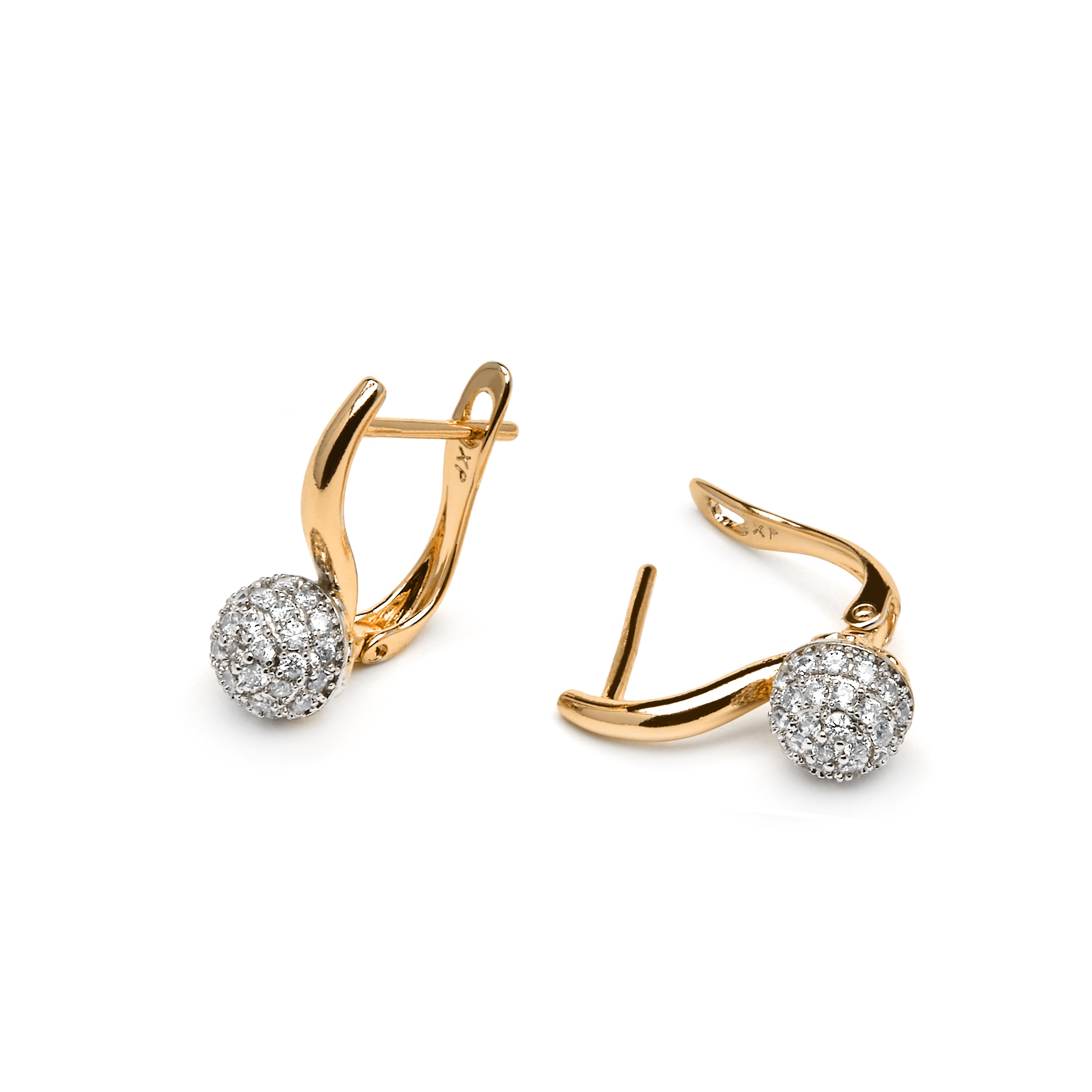 Pendientes acabado oro amarillo de 18k y Circonita Brillante - Mnio