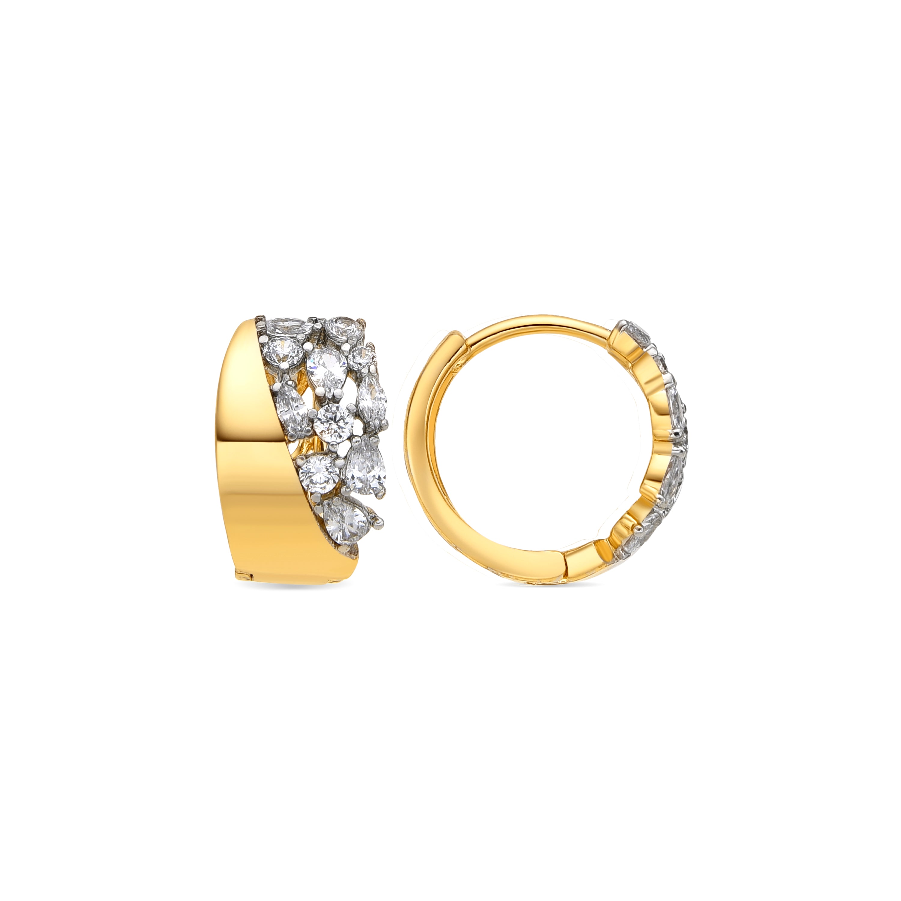 18k Yellow Gold Finish Earrings with Brilliant Zirconia - Yaoti
