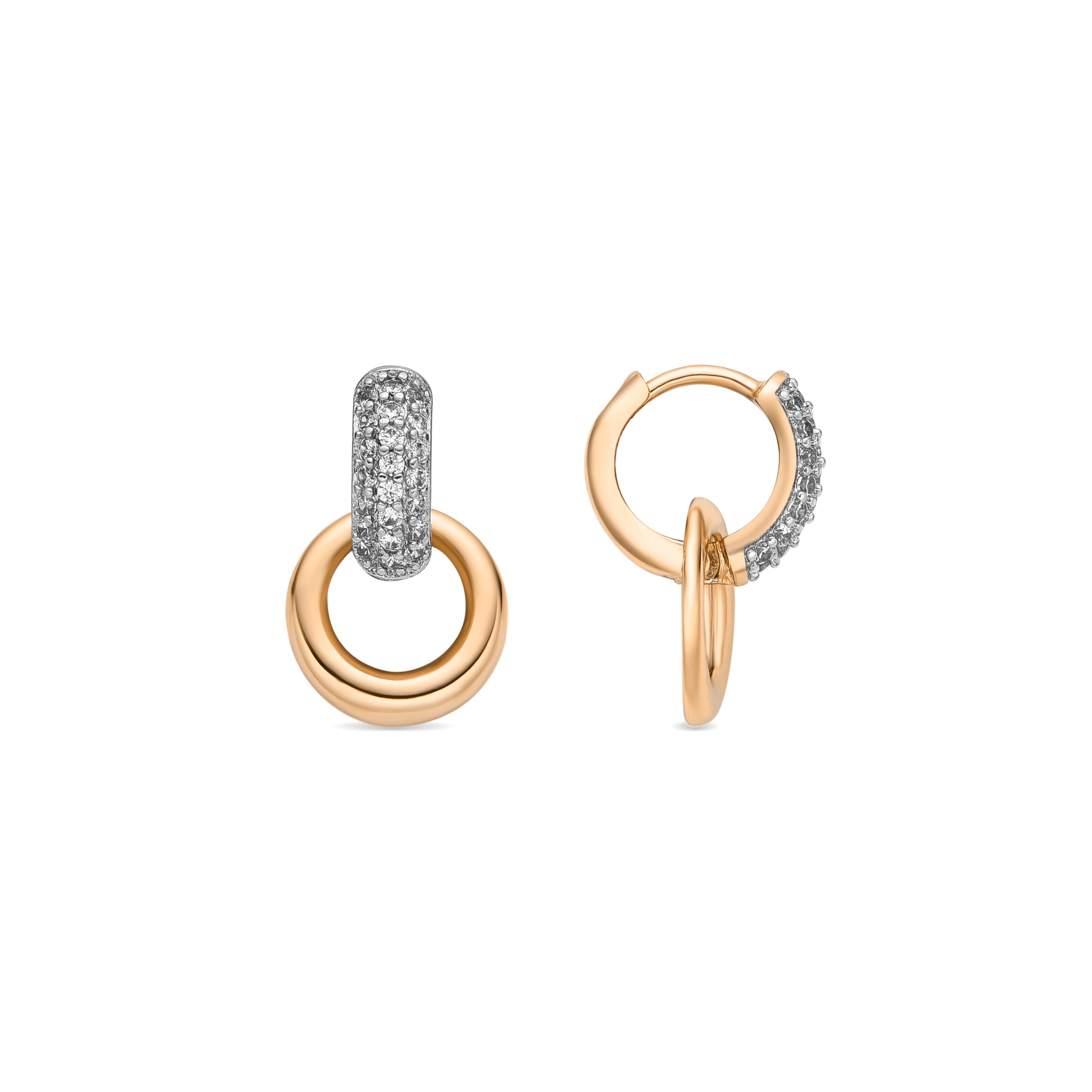 Pendientes acabado oro amarillo de 18k y Circonita Brillante - Eithe