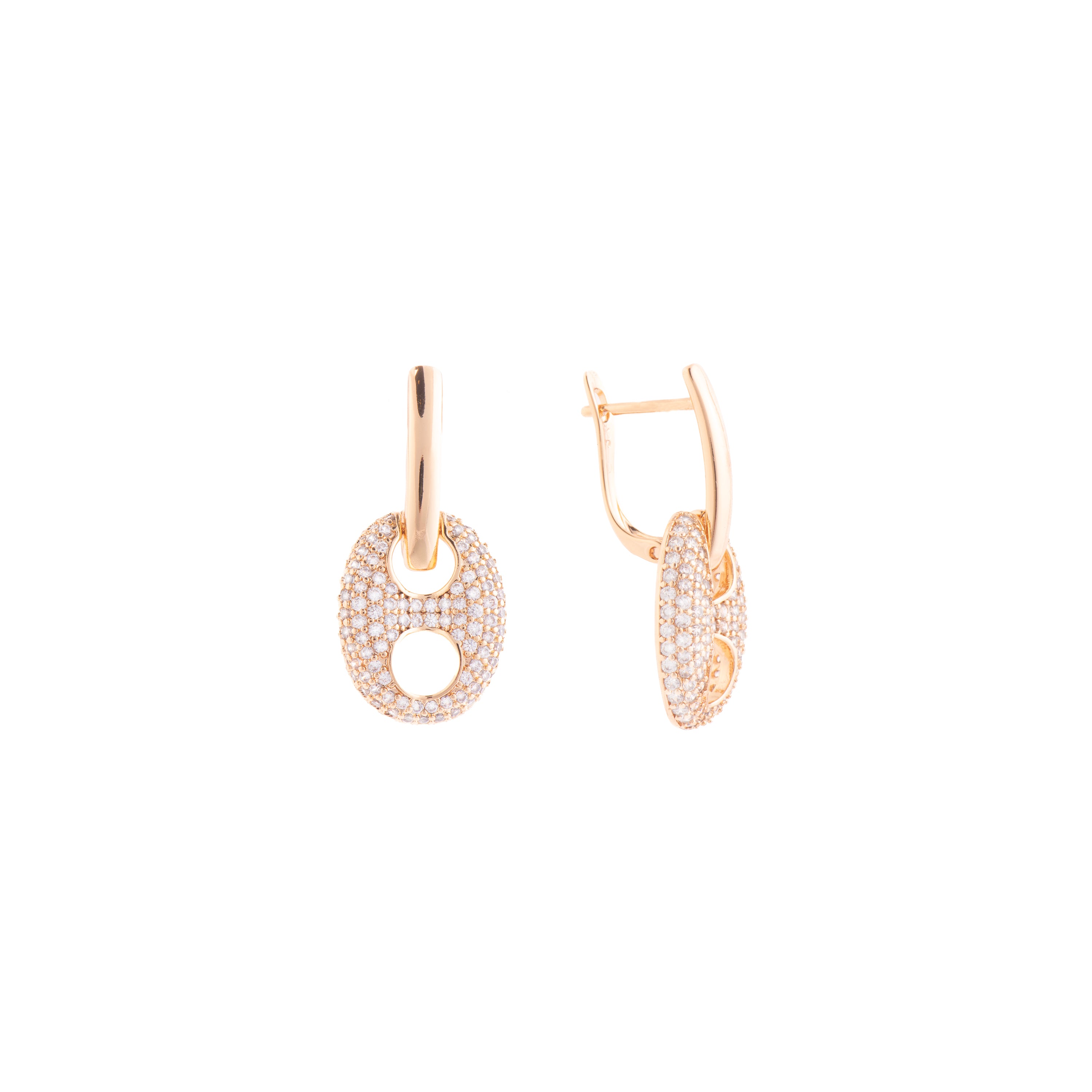 18k Yellow Gold Finish Earrings with Brilliant Zirconia - Memat