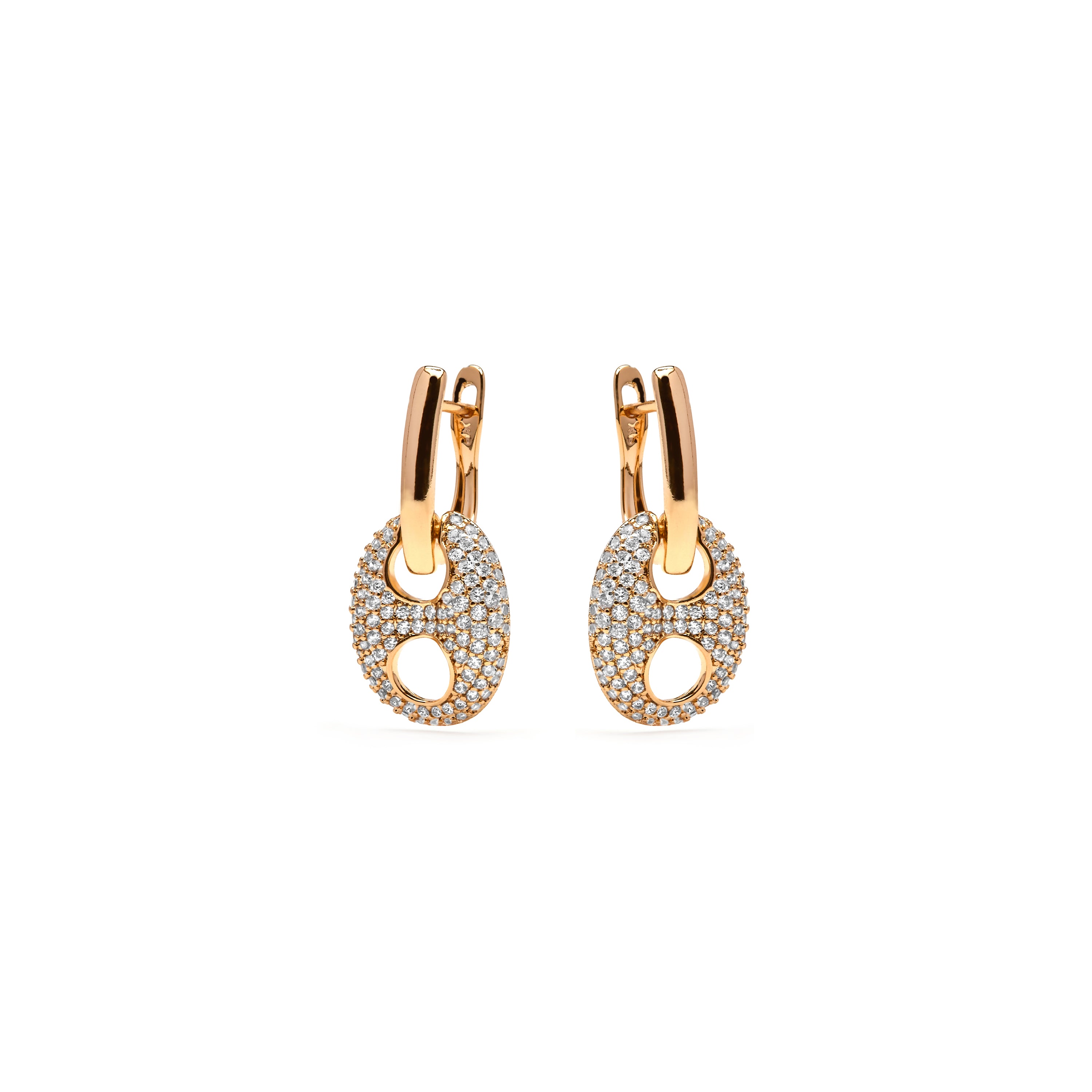 18k Yellow Gold Finish Earrings with Brilliant Zirconia - Memat