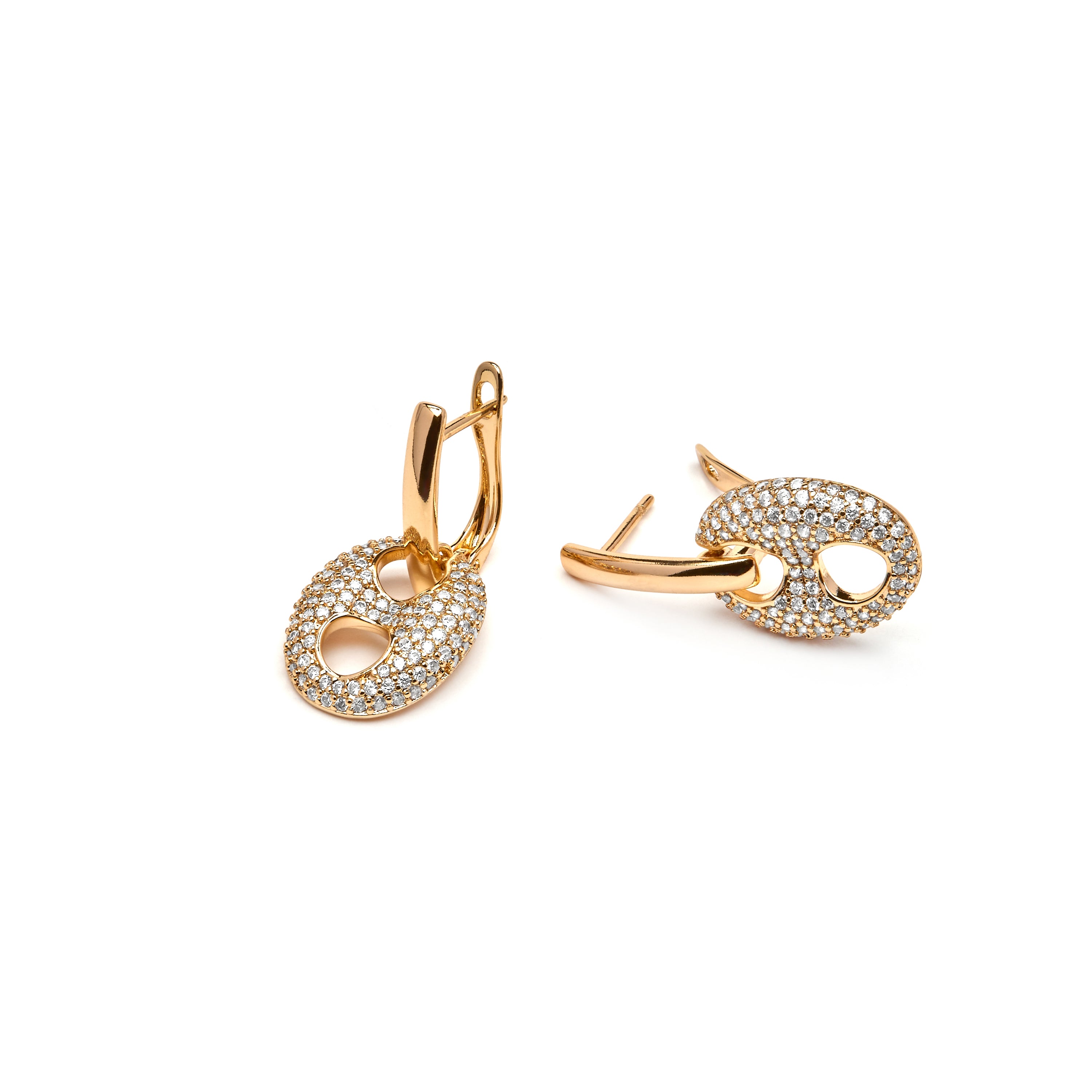 18k Yellow Gold Finish Earrings with Brilliant Zirconia - Memat