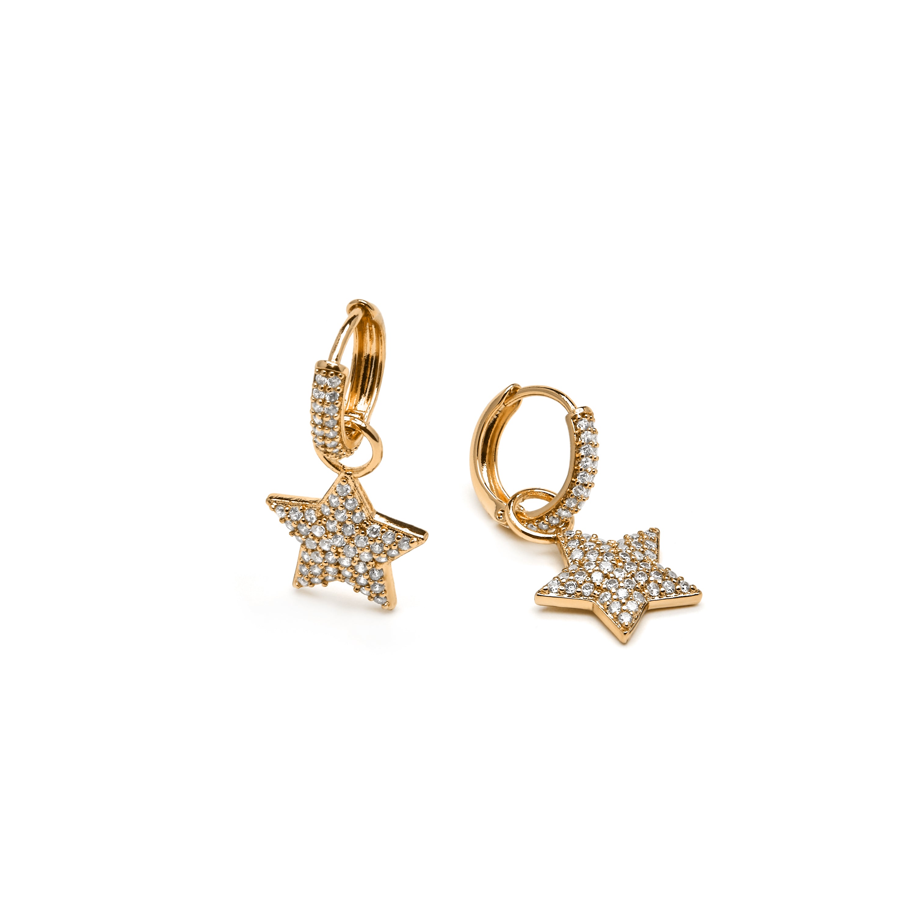 Pendientes acabado oro amarillo de 18k y Circonita Brillante - Sasti