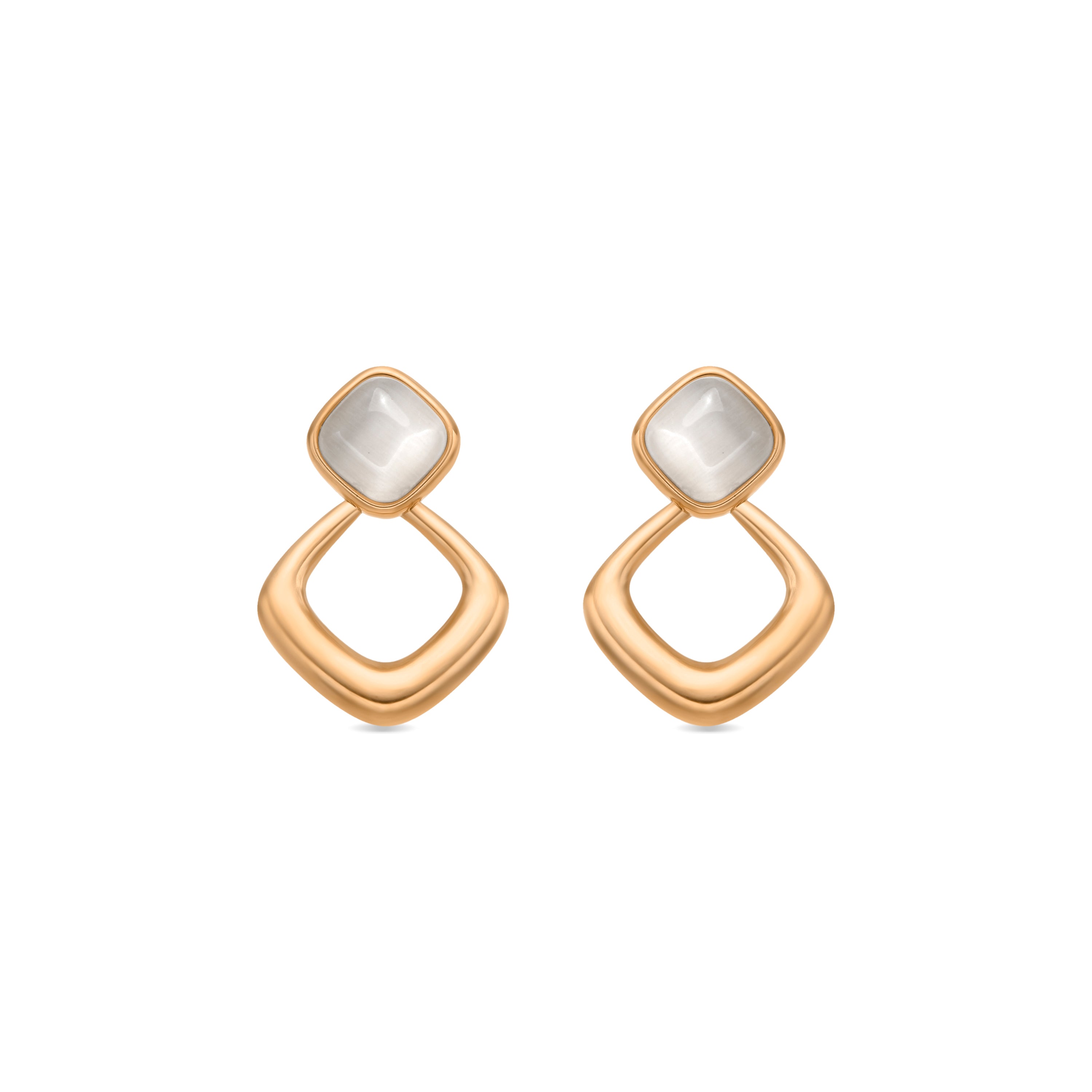 Pendientes acabado oro amarillo de 18k y Ojo de Gato - Lormis