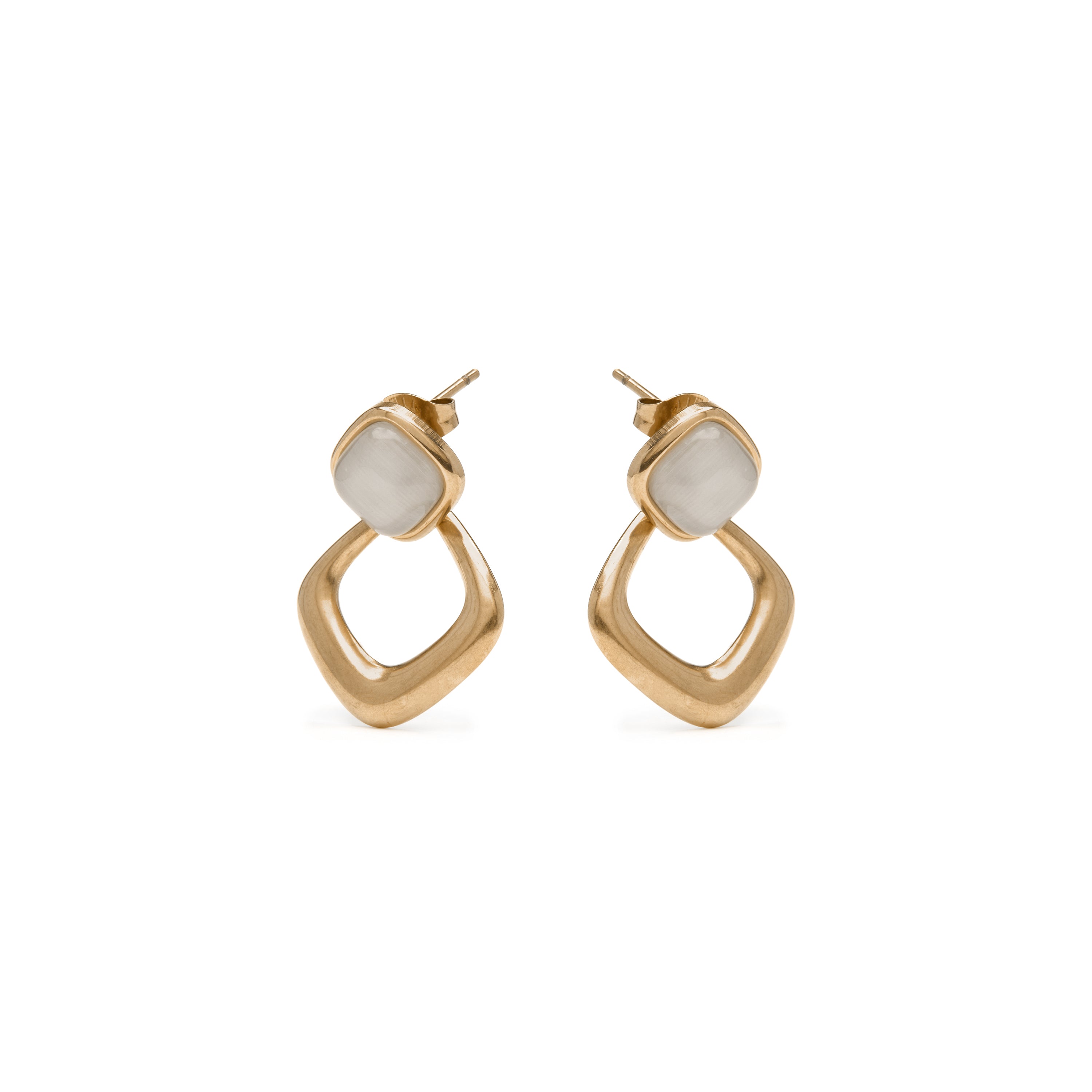 Pendientes acabado oro amarillo de 18k y Ojo de Gato - Lormis