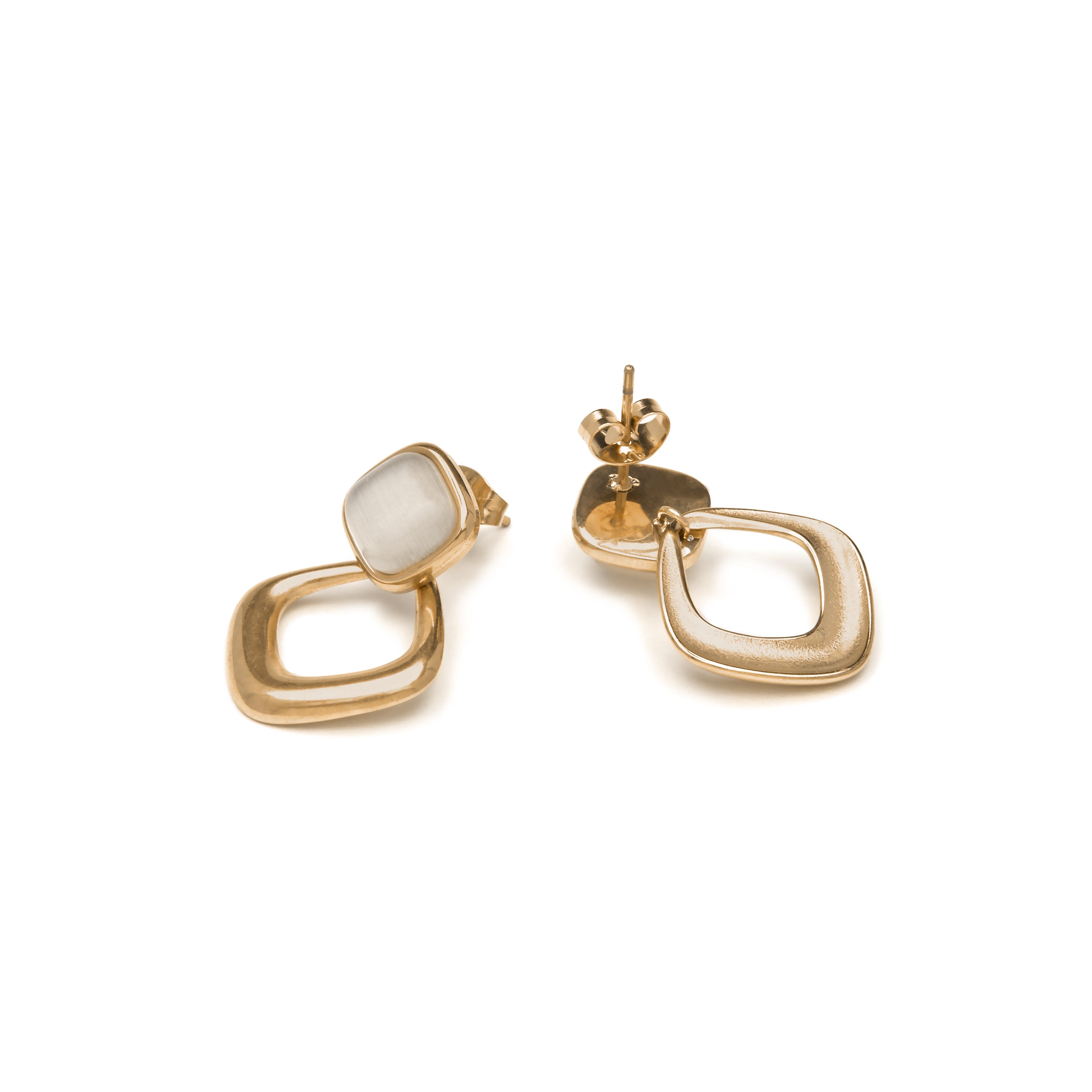 Pendientes acabado oro amarillo de 18k y Ojo de Gato - Lormis