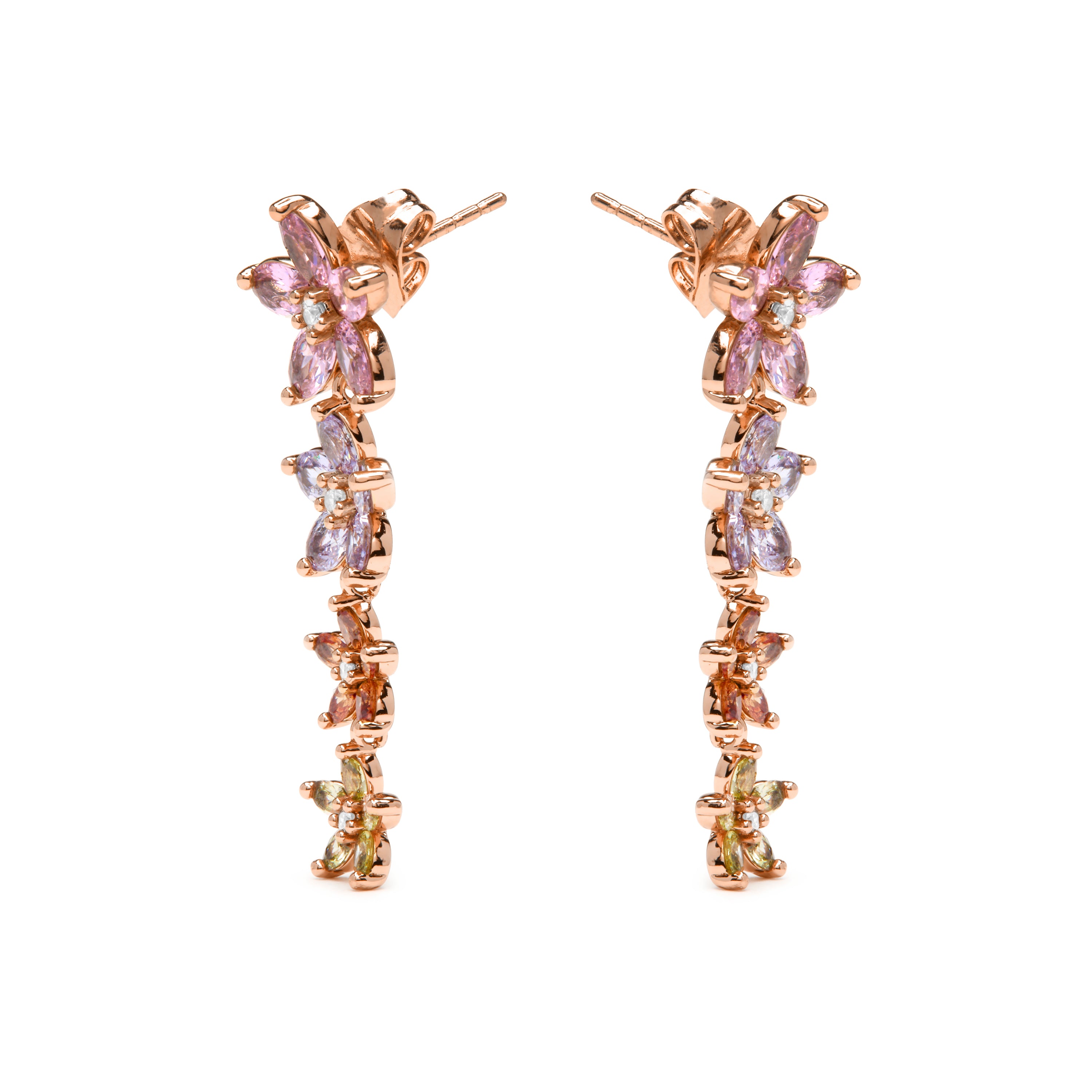 Pendientes acabado oro amarillo de 18k y Circonita Multicolor - Dima