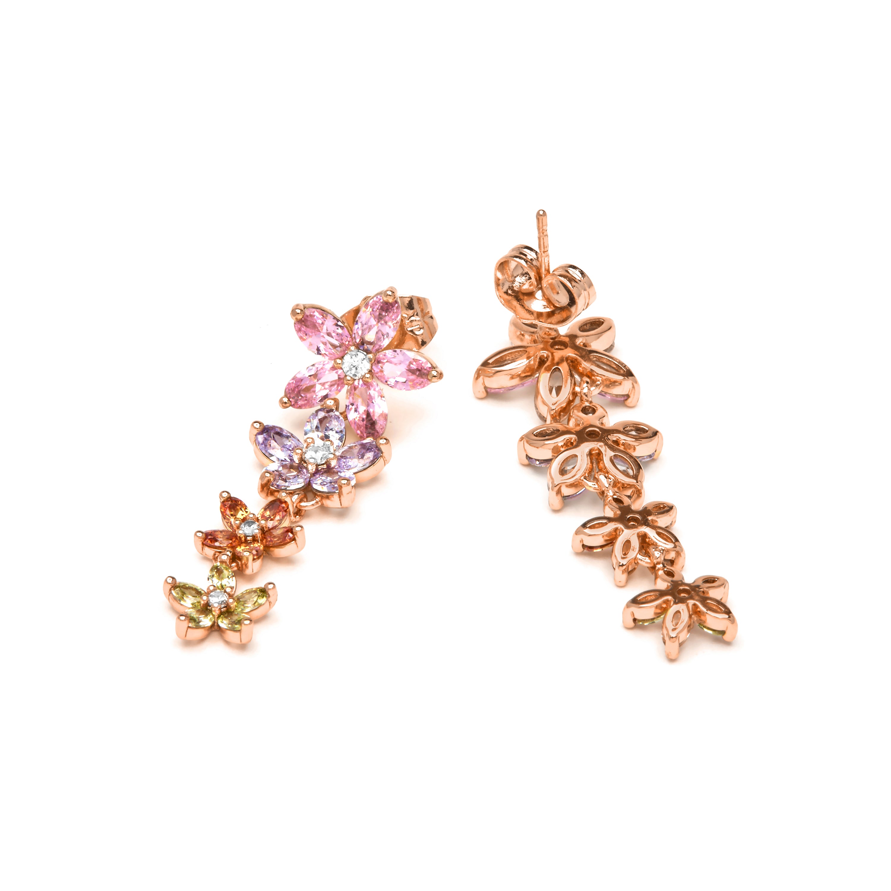 Pendientes acabado oro amarillo de 18k y Circonita Multicolor - Dima