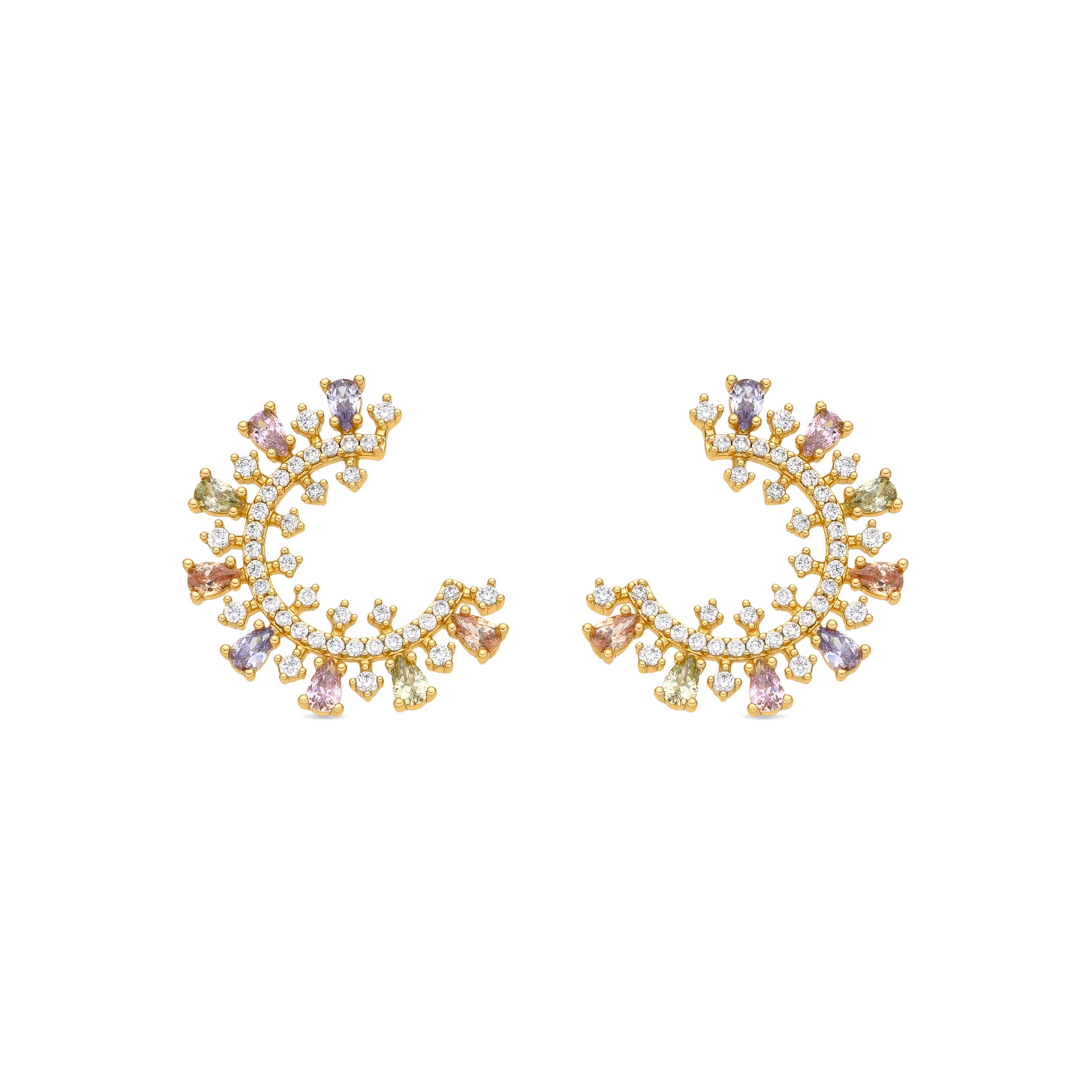 Orecchini finitura oro giallo 18k e Zirconia Multicolore - Mamoe