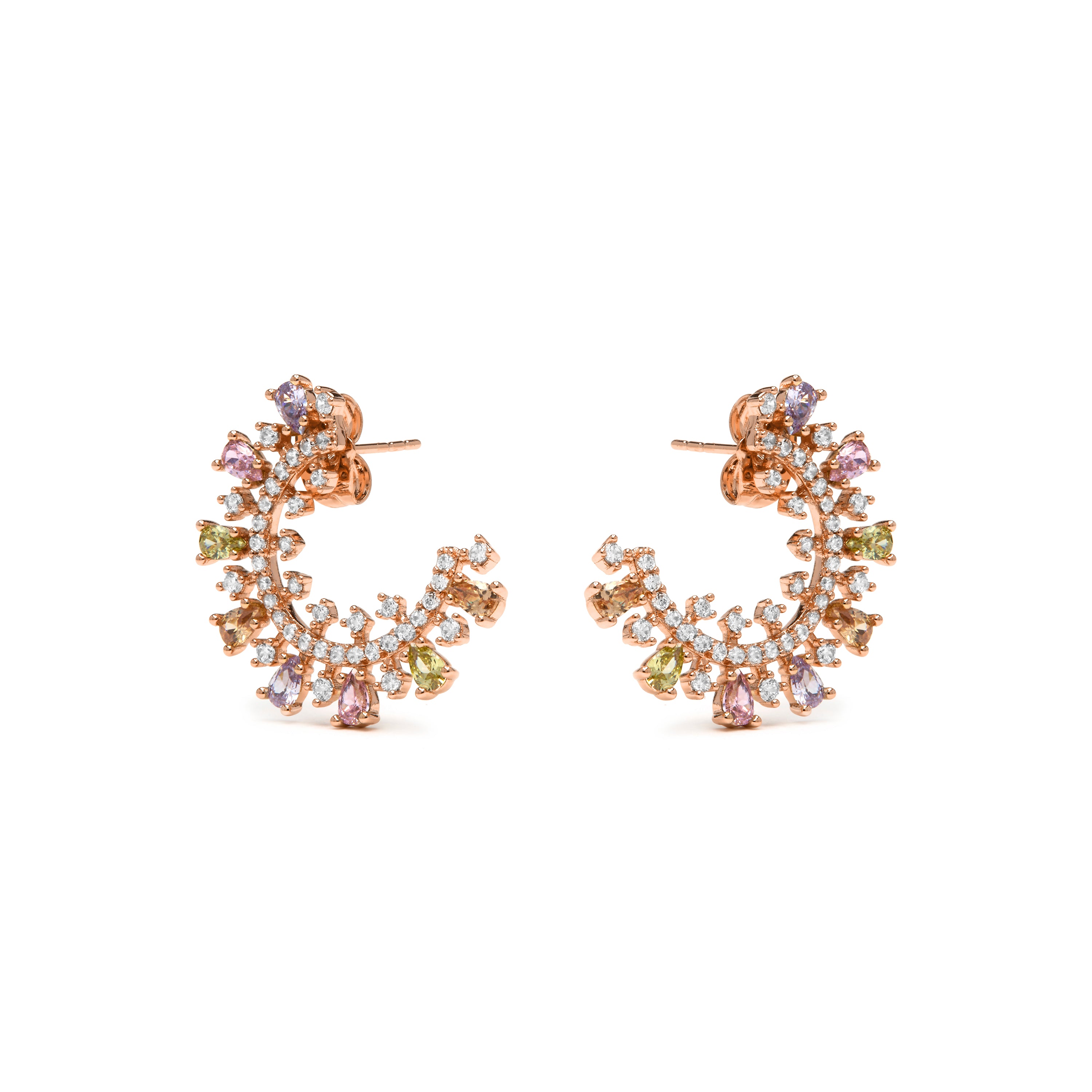 Orecchini finitura oro giallo 18k e Zirconia Multicolore - Mamoe