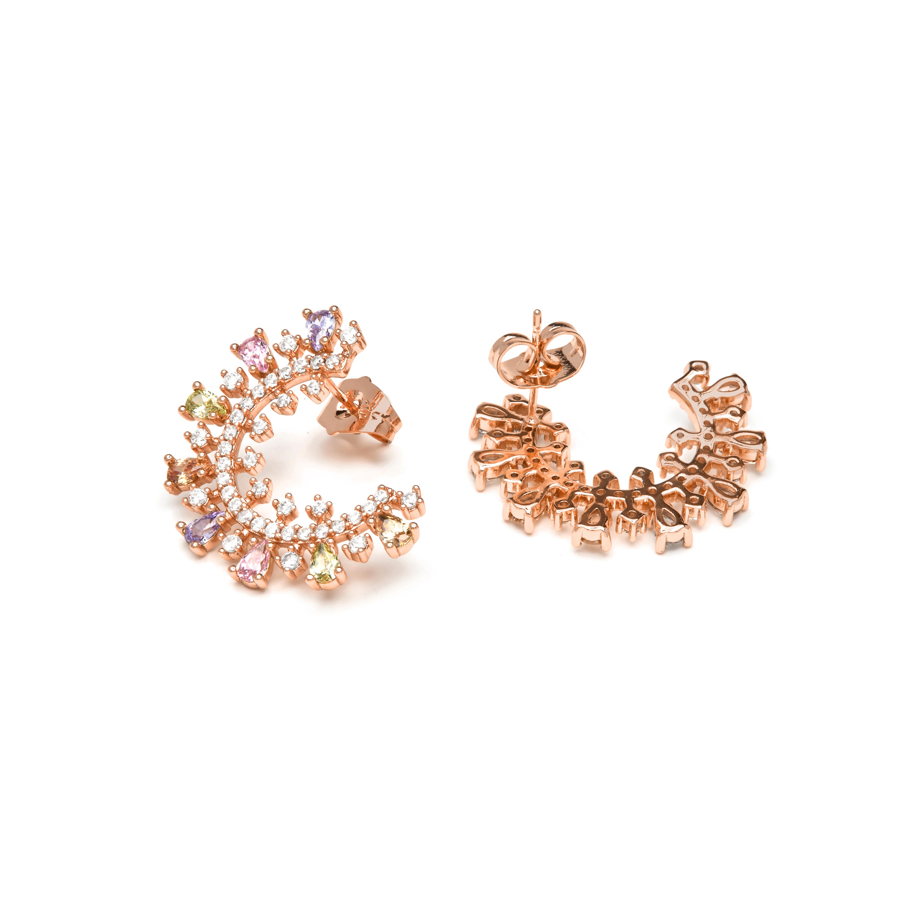Orecchini finitura oro giallo 18k e Zirconia Multicolore - Mamoe