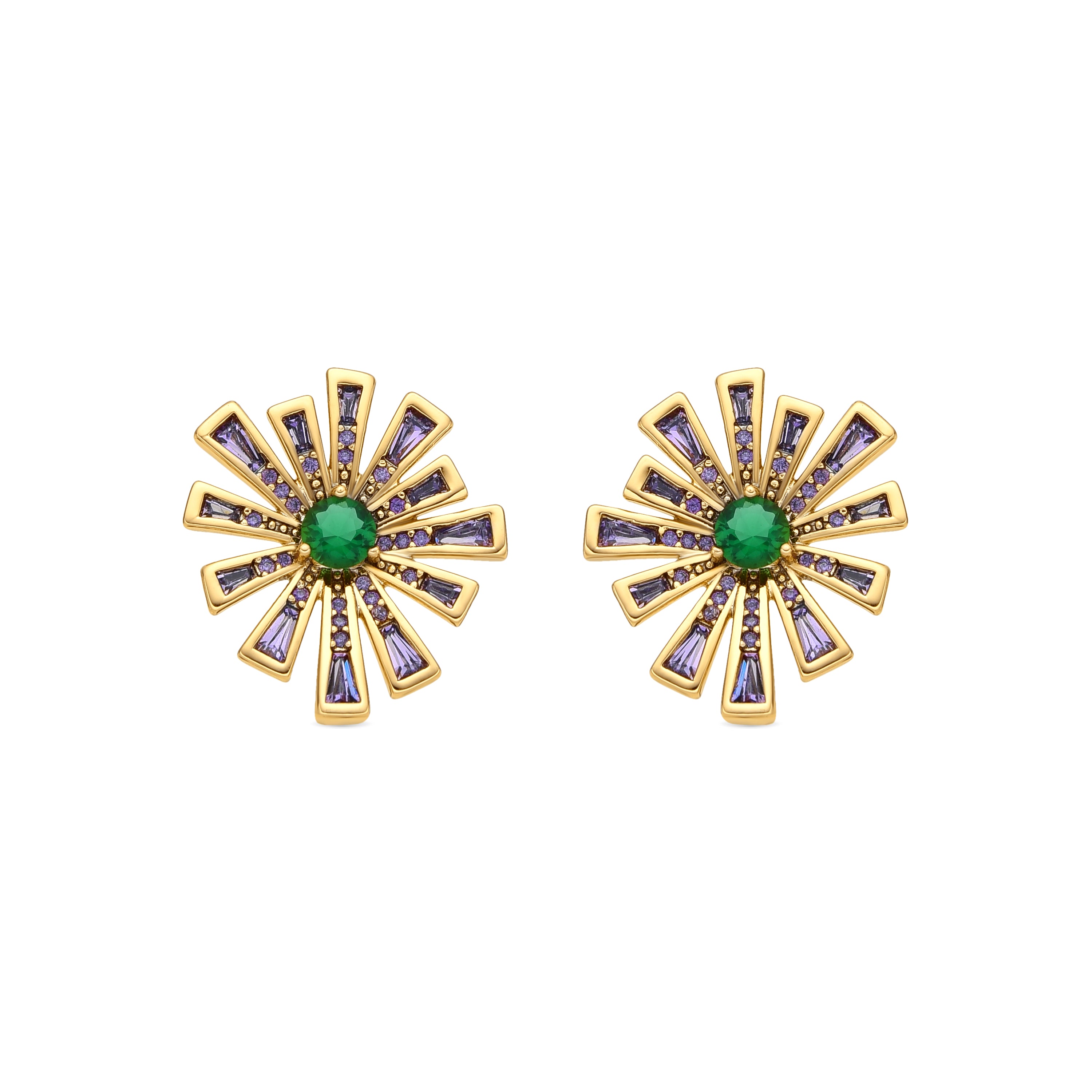 Ohrringe mit 18k Gelbgold-Finish und mehrfarbigen Zirkonsteinen - Asail