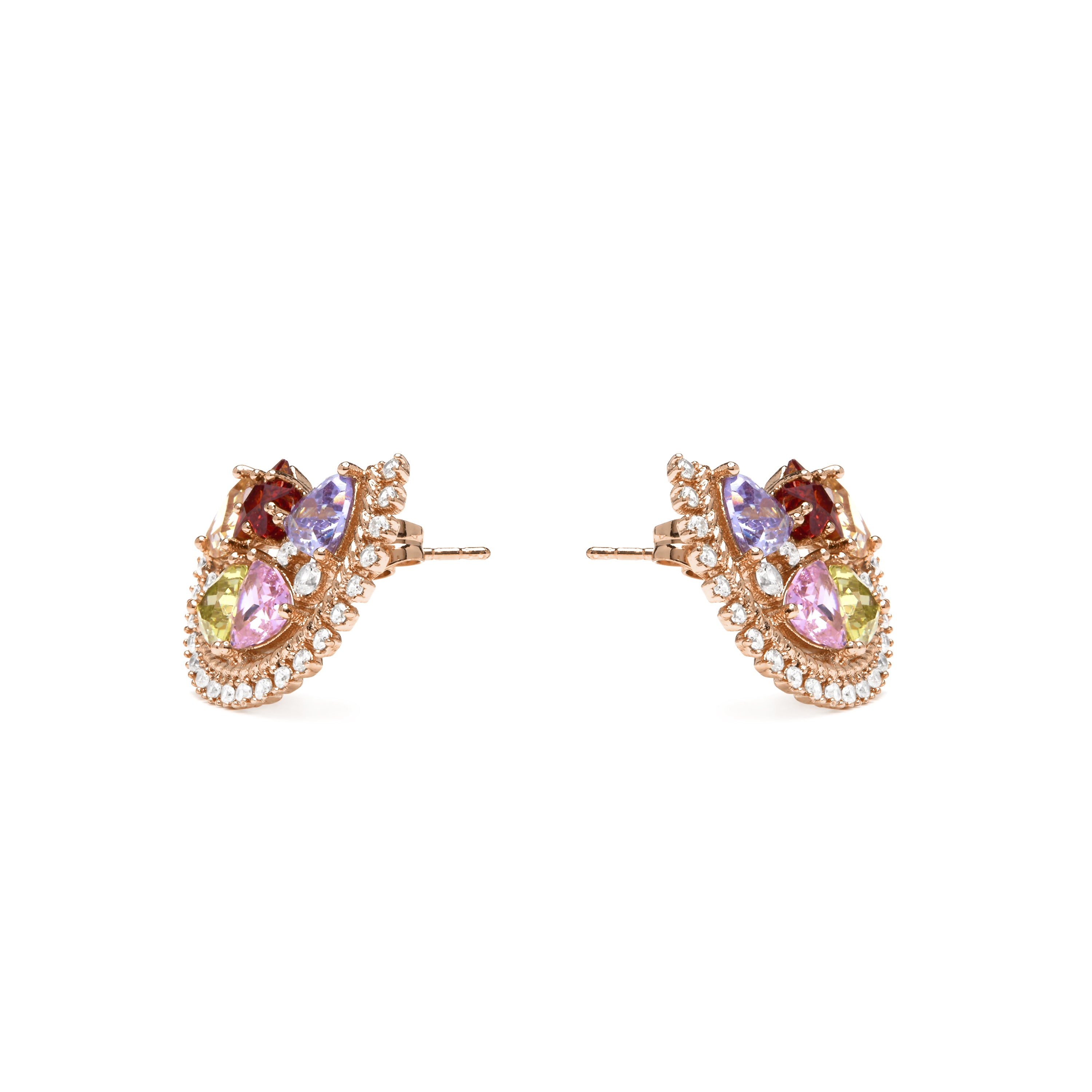 Pendientes acabado oro amarillo de 18k y Circonita Multicolor - Brok