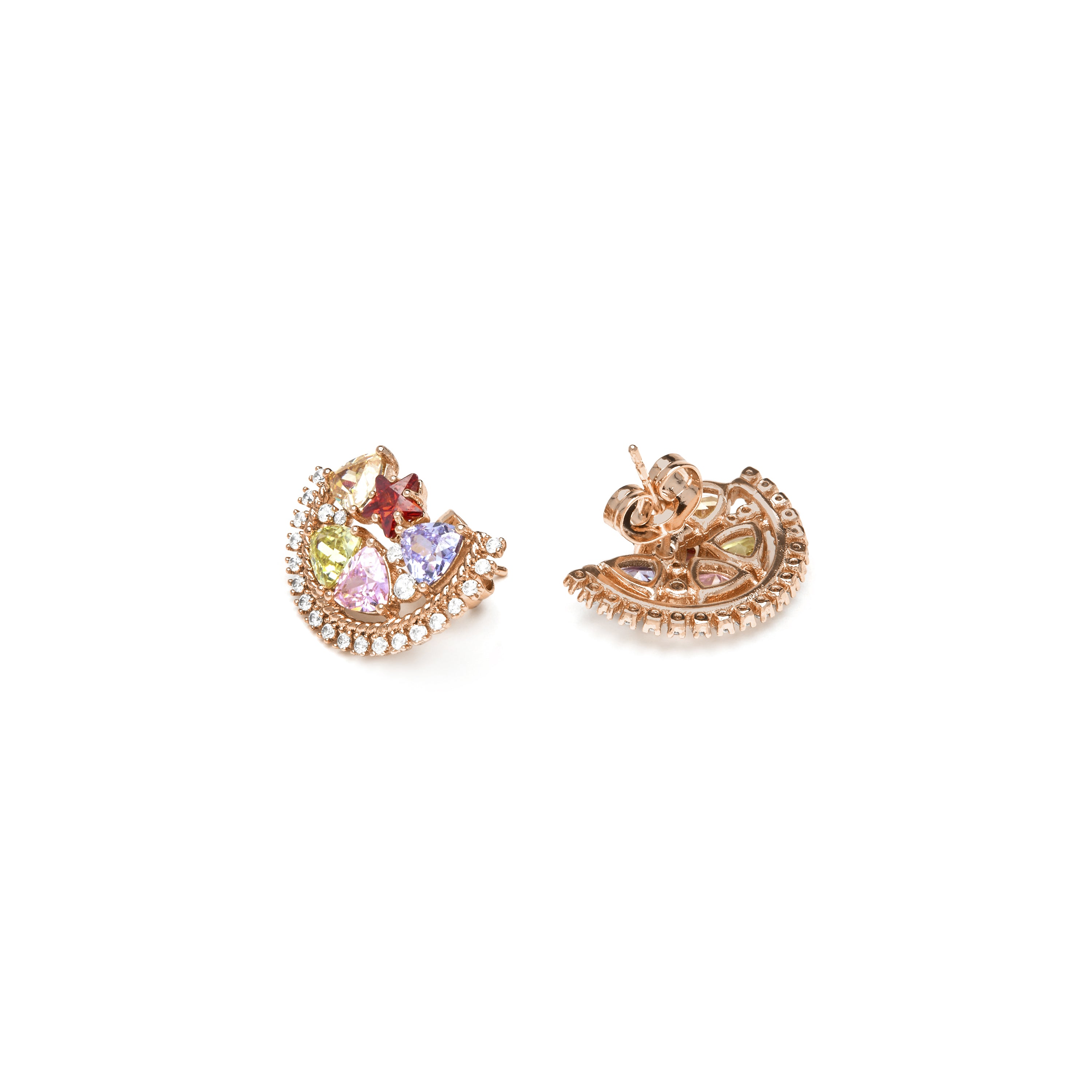 Pendientes acabado oro amarillo de 18k y Circonita Multicolor - Brok
