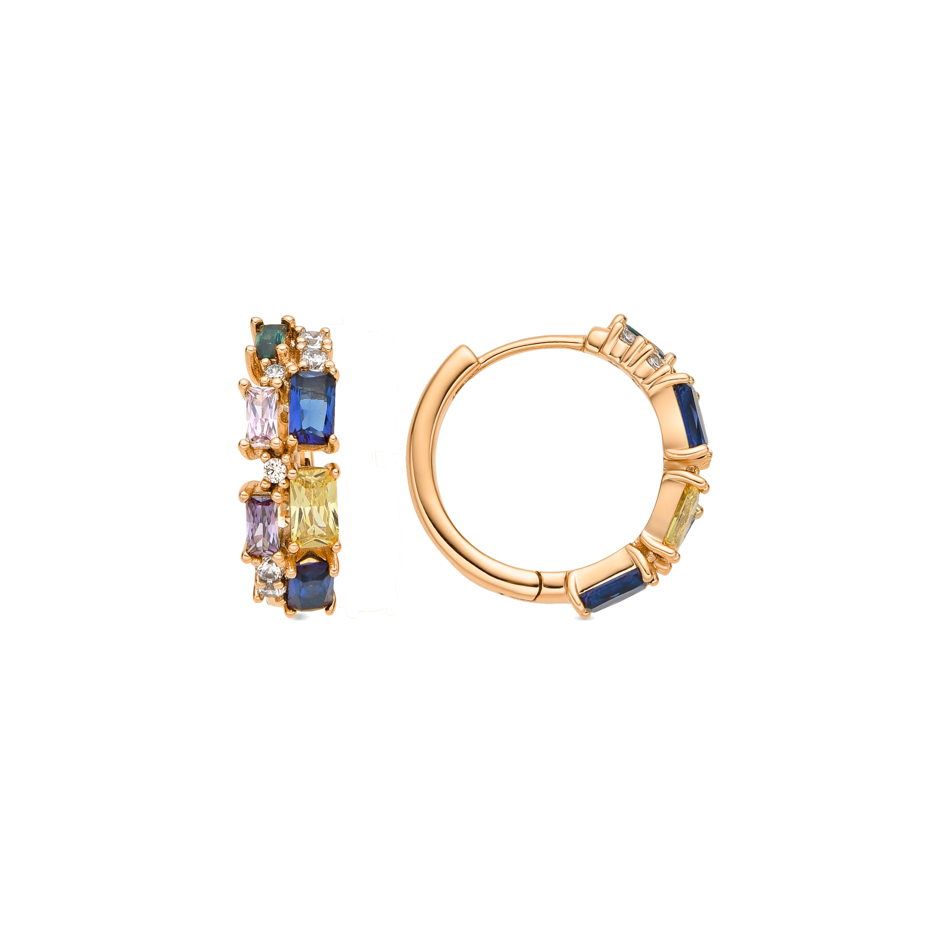 Pendientes acabado oro amarillo de 18k y Circonita Multicolor - Rurik