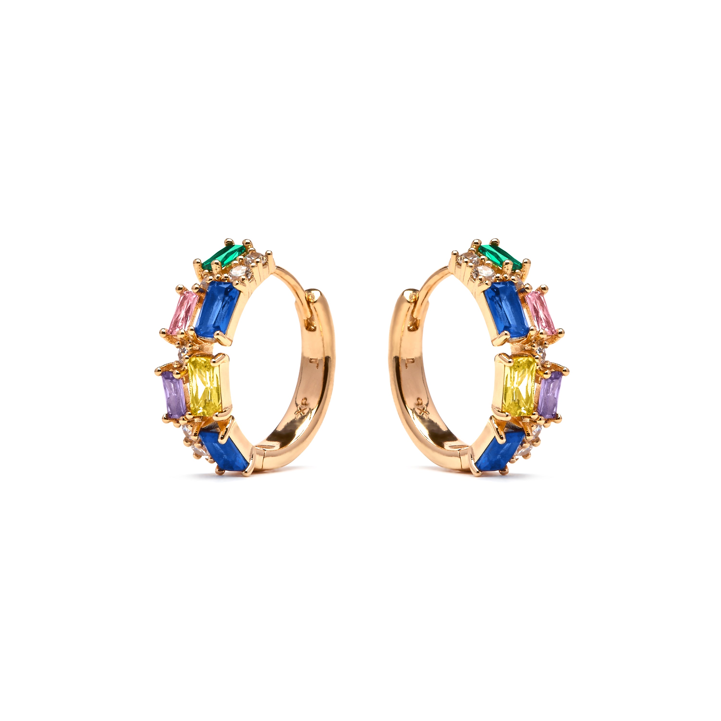 Pendientes acabado oro amarillo de 18k y Circonita Multicolor - Rurik