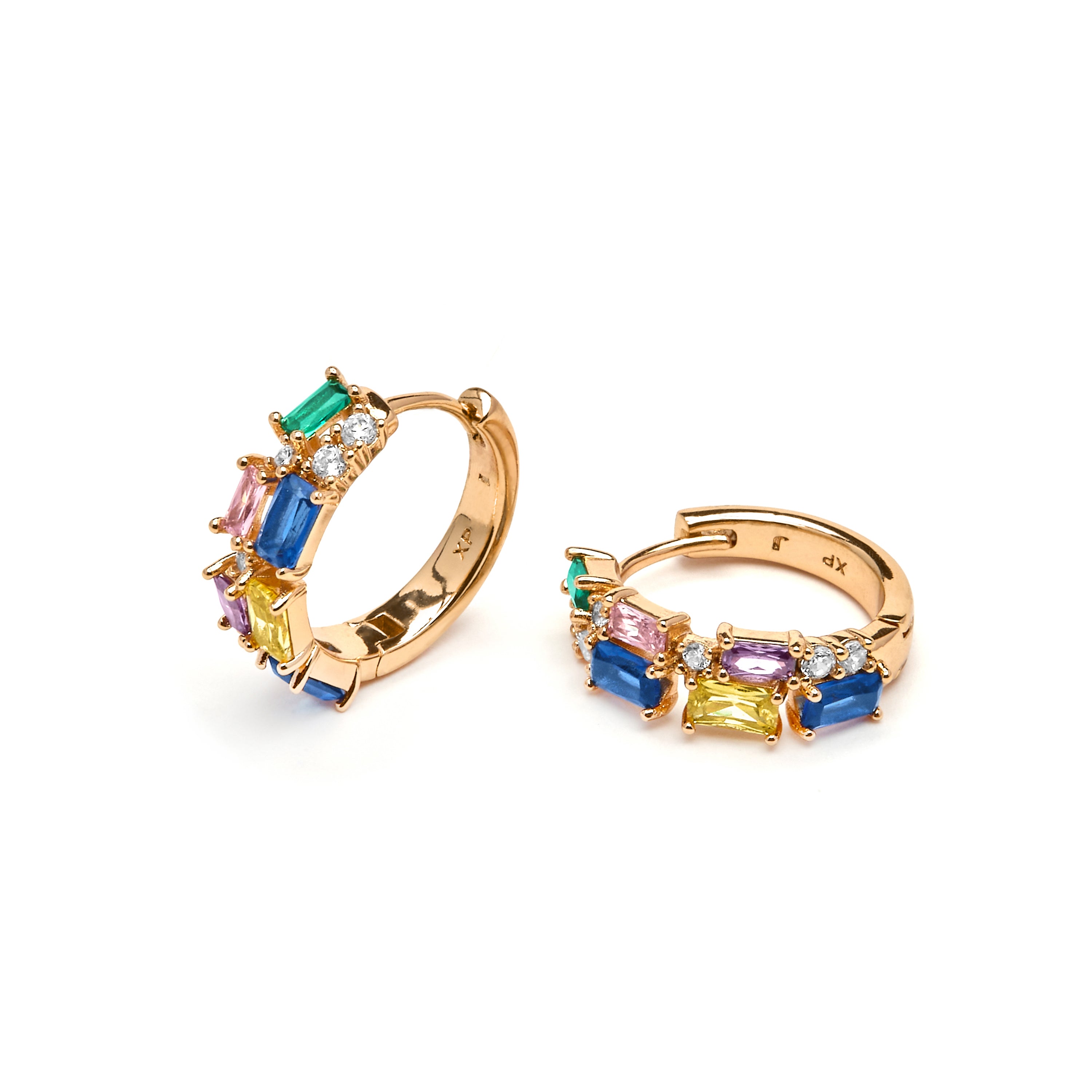 Pendientes acabado oro amarillo de 18k y Circonita Multicolor - Rurik