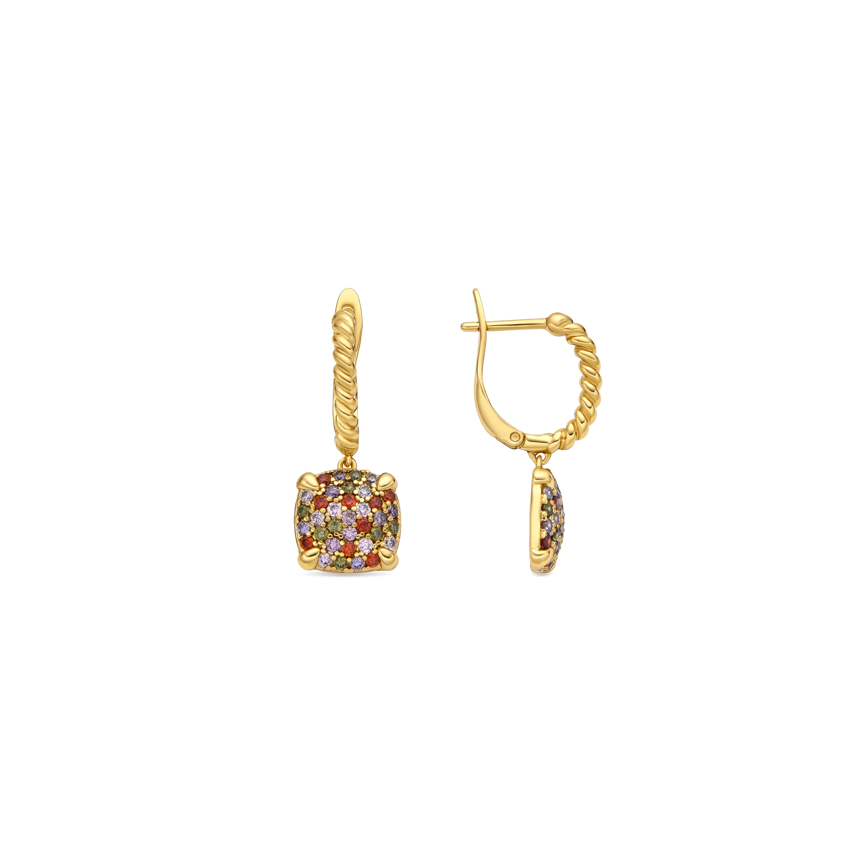 Orecchini finitura oro giallo 18k e Zirconia Multicolore - Khocas
