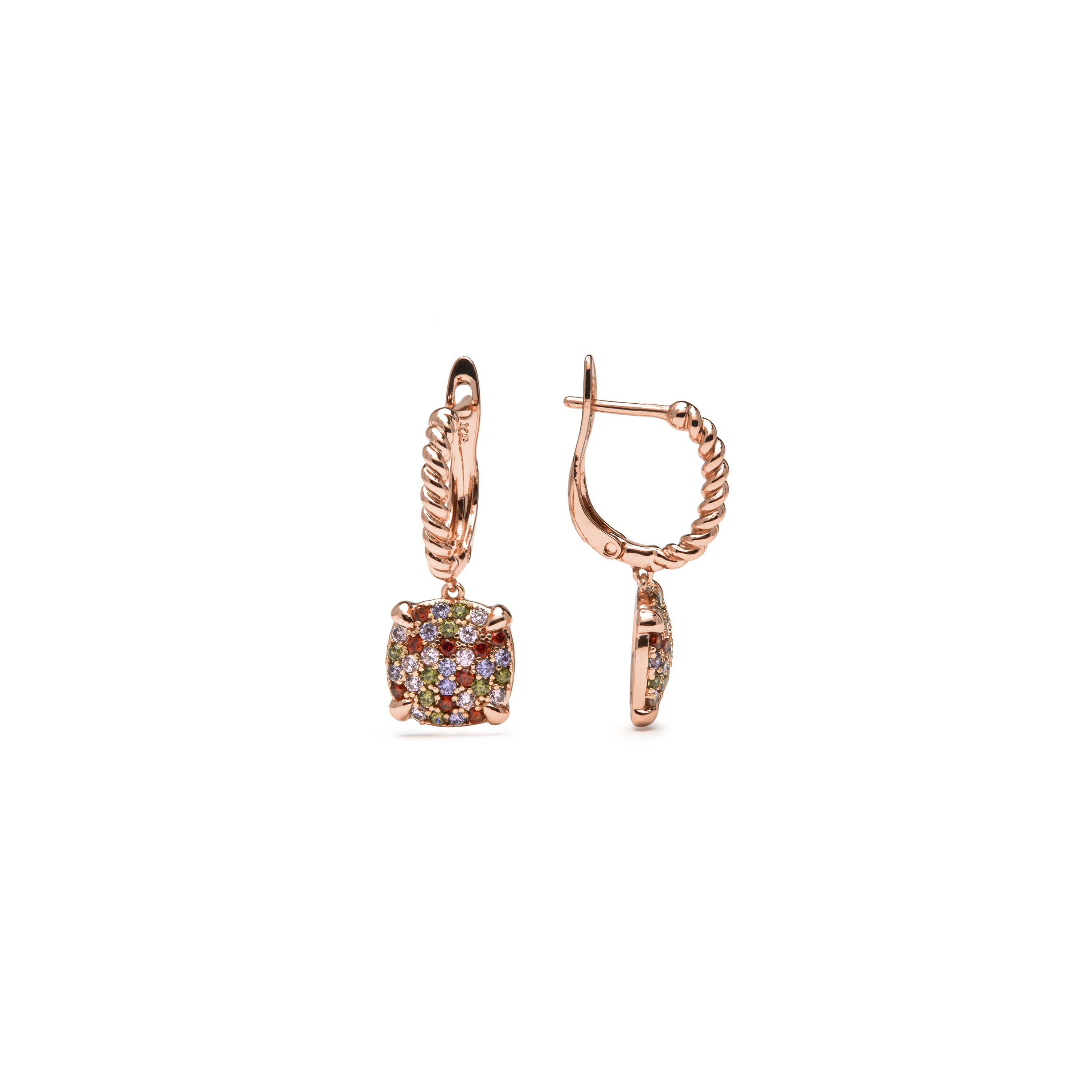 Orecchini finitura oro giallo 18k e Zirconia Multicolore - Khocas