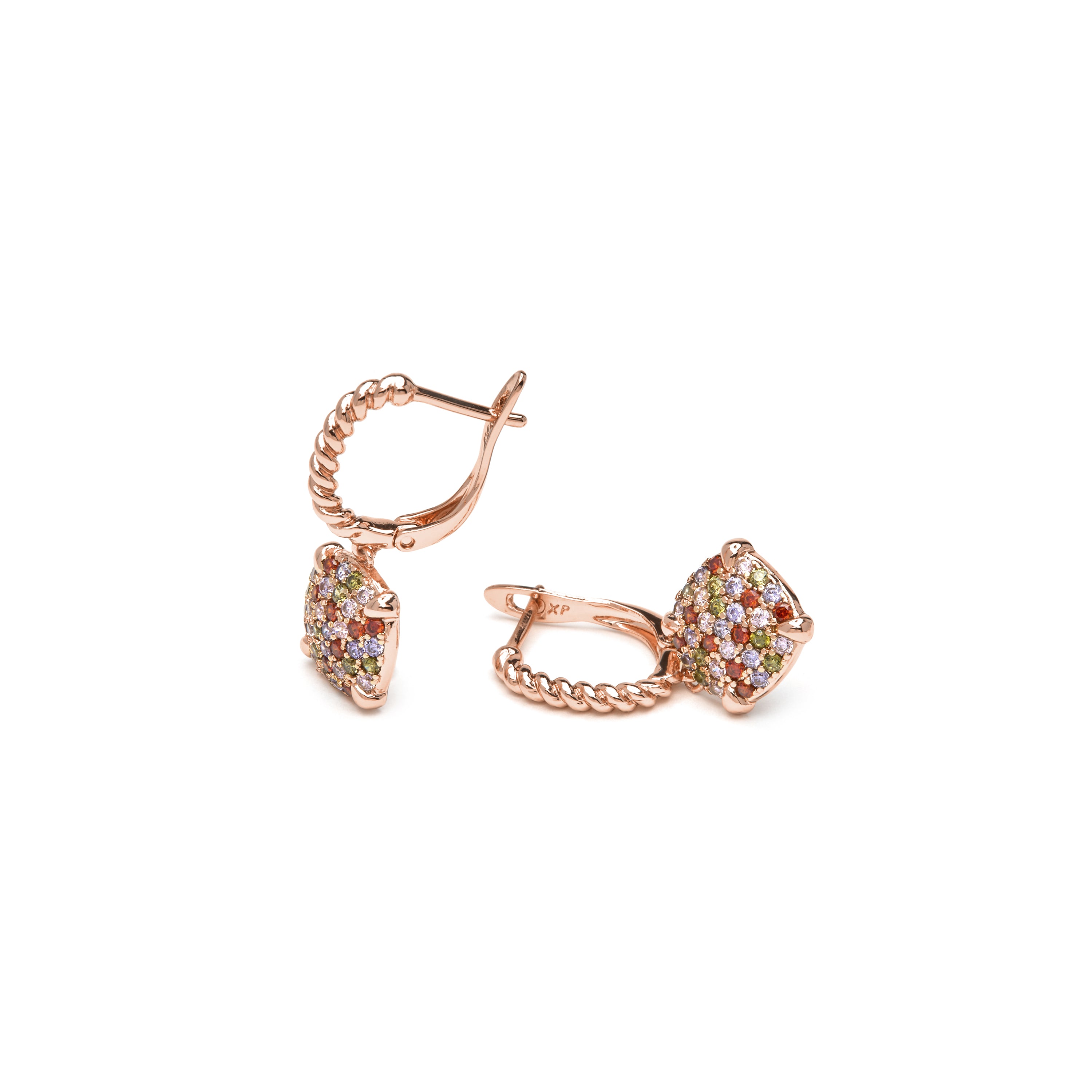 Orecchini finitura oro giallo 18k e Zirconia Multicolore - Khocas