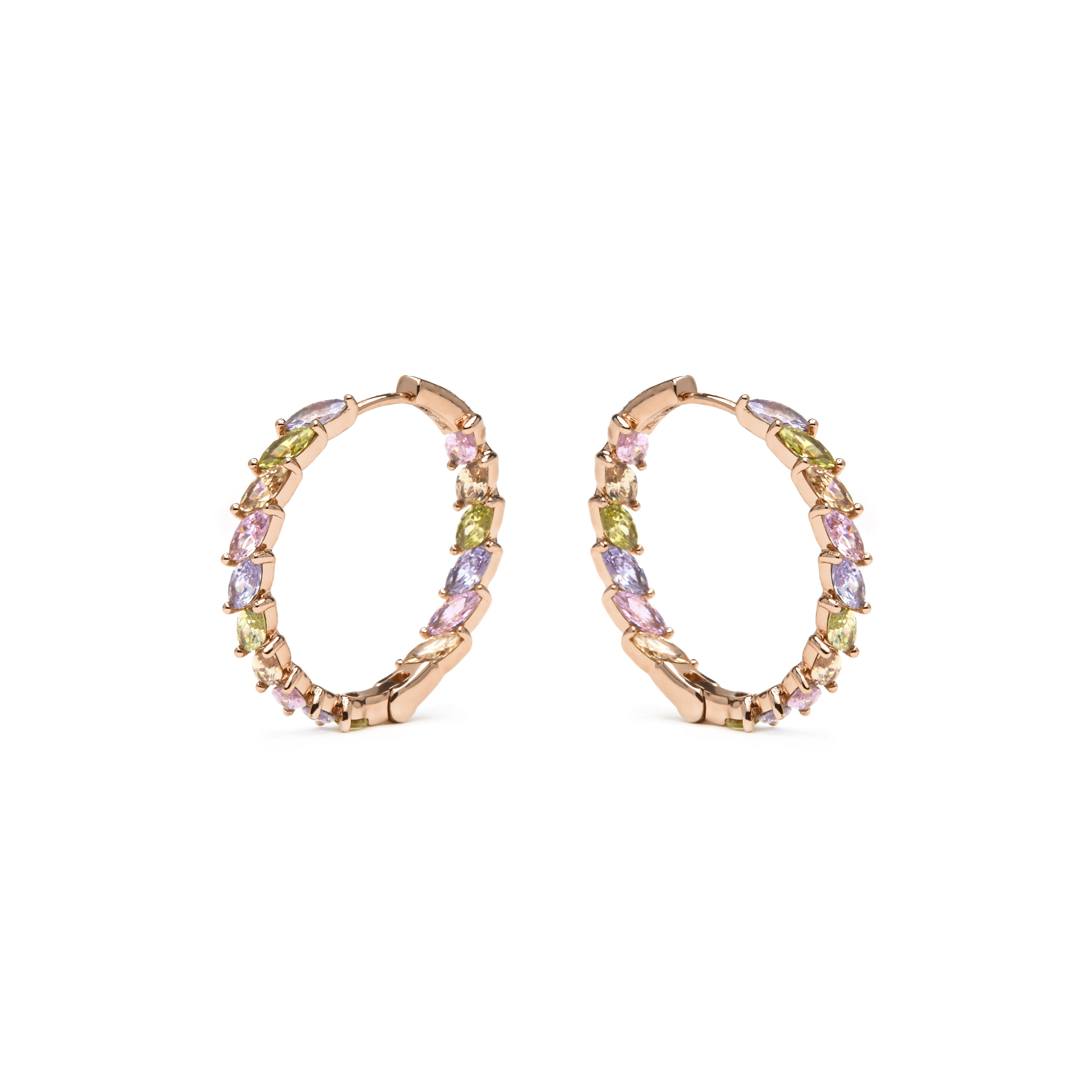 Pendientes acabado oro amarillo de 18k y Circonita Multicolor - Anroth