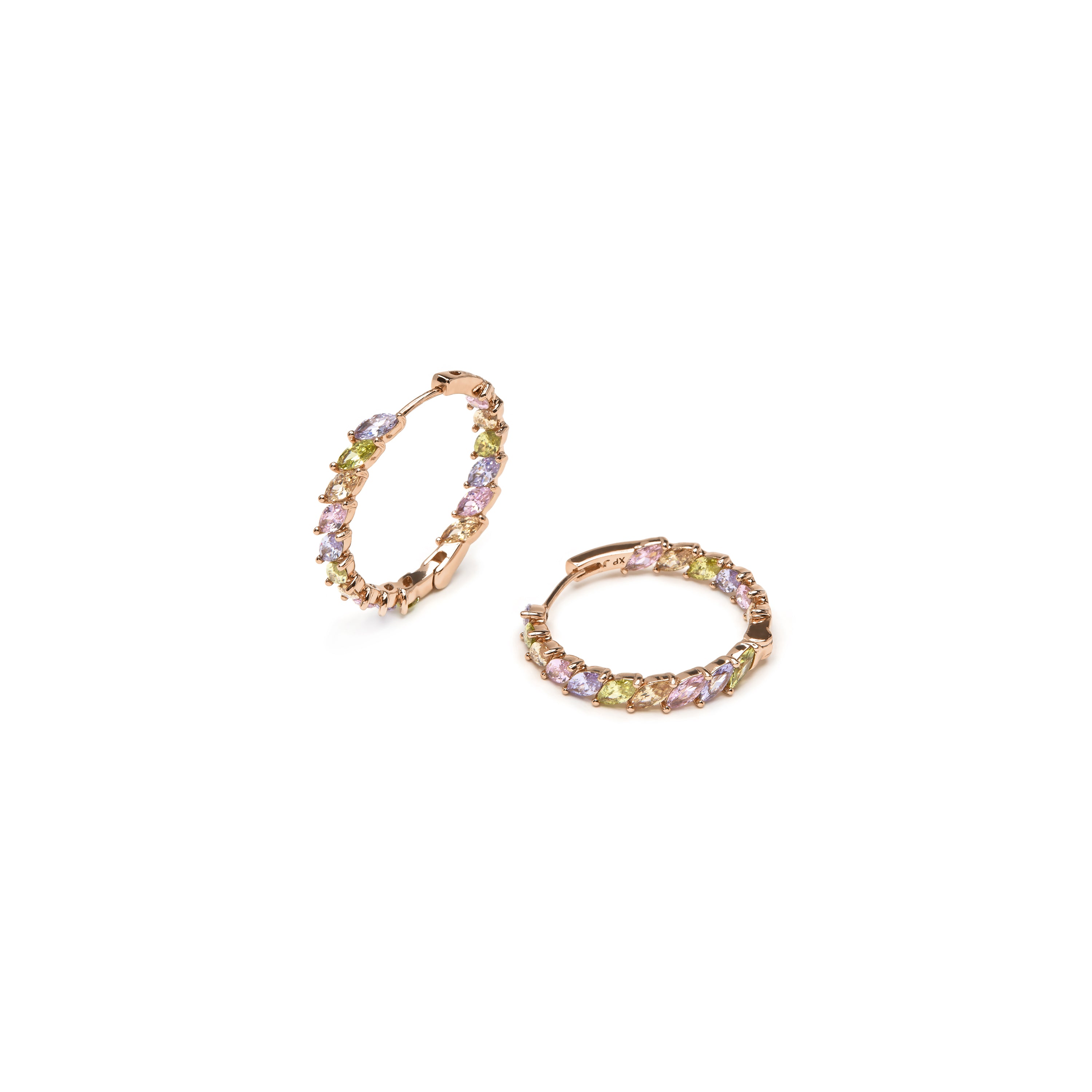 Pendientes acabado oro amarillo de 18k y Circonita Multicolor - Anroth