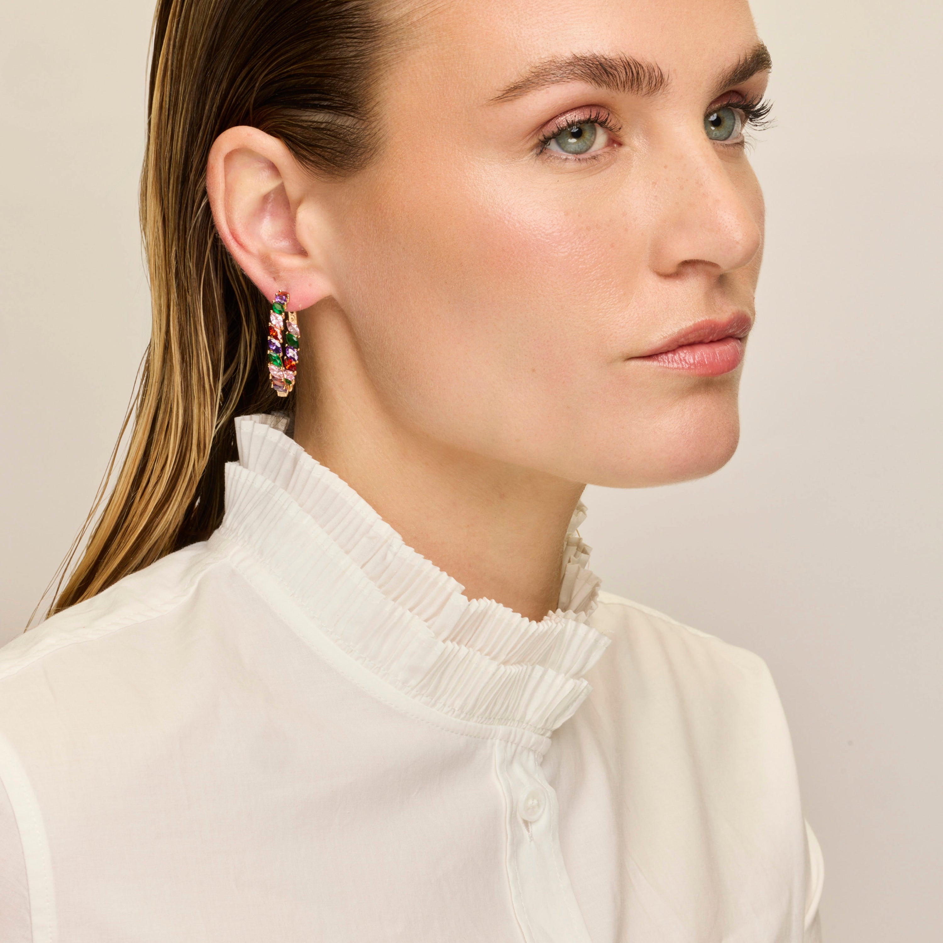Ohrringe mit 18k Gelbgold-Finish und mehrfarbigen Zirkonien - Anroth