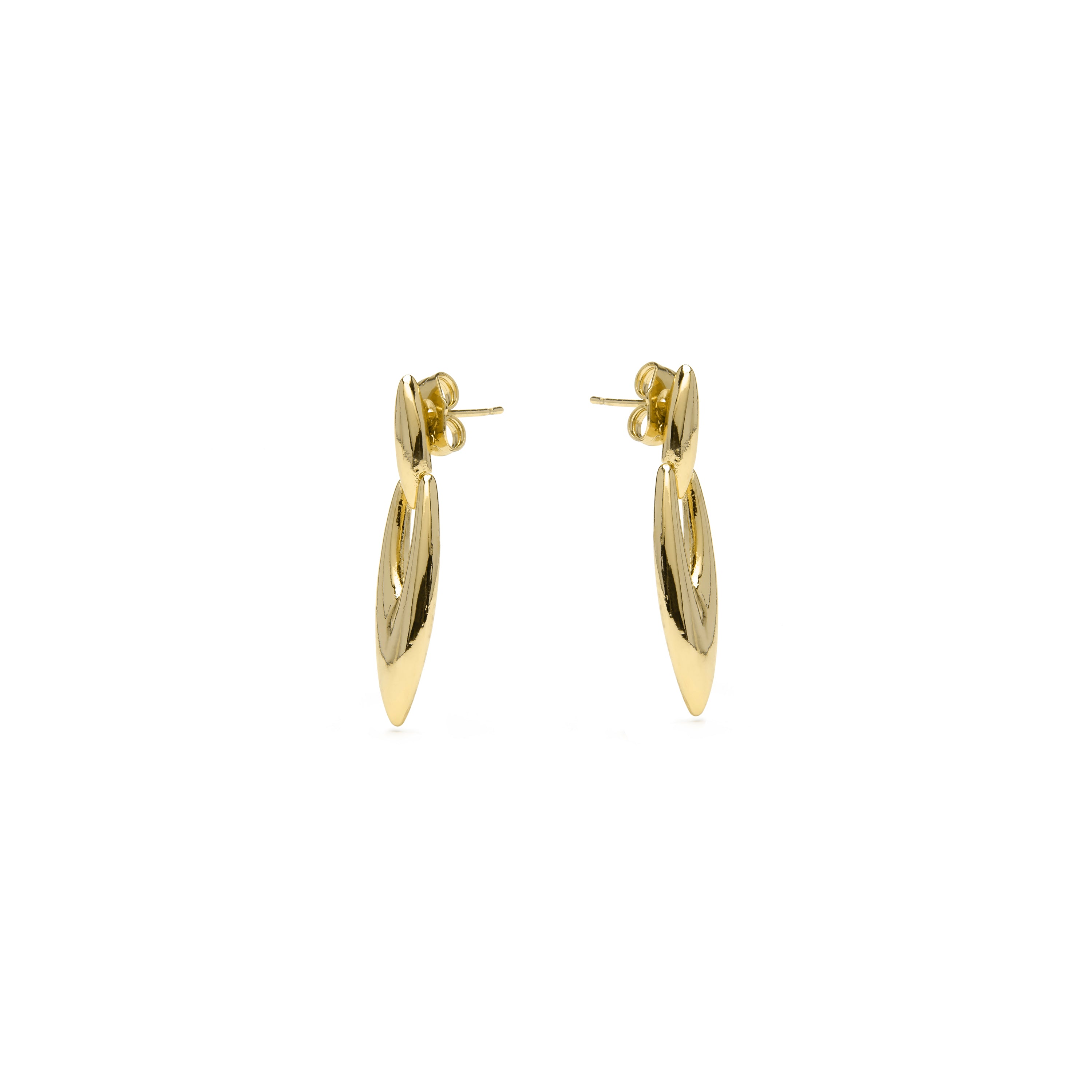 Pendientes acabado oro amarillo de 18k y Circonita Aguamarina - Shafaw