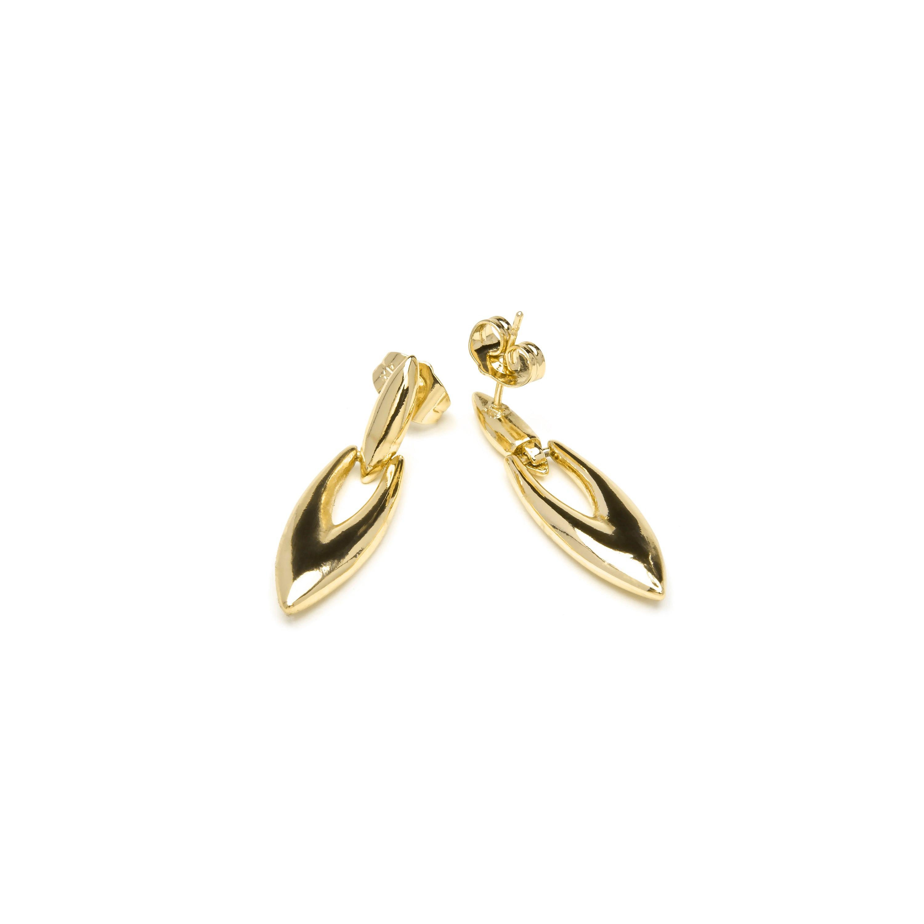 Pendientes acabado oro amarillo de 18k y Circonita Aguamarina - Shafaw