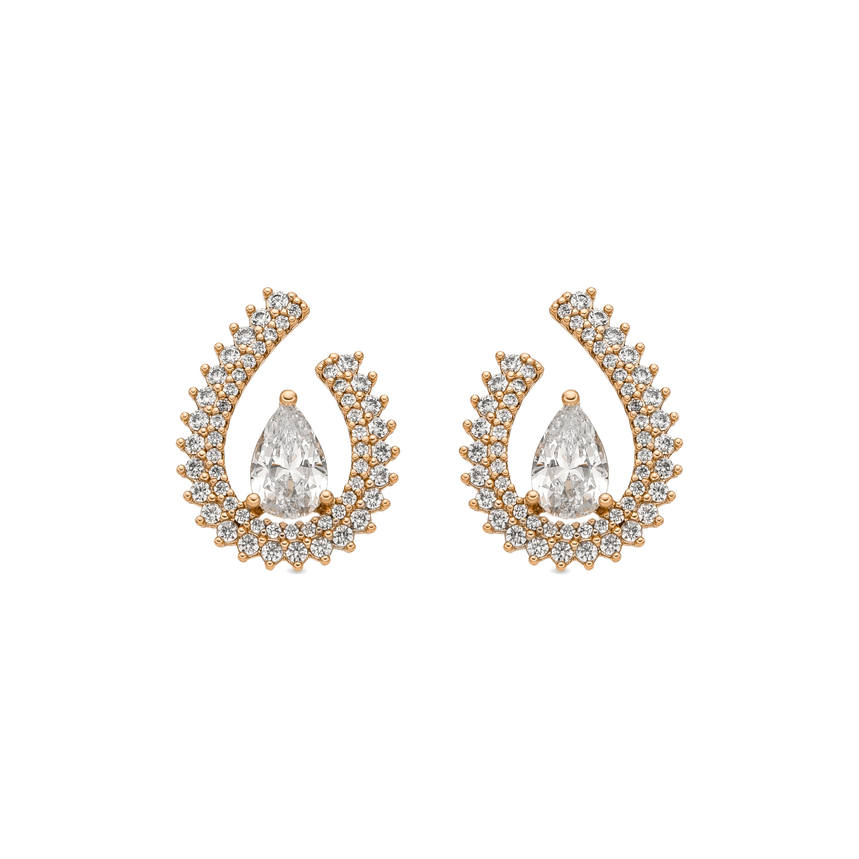 Boucles d'oreilles finition or jaune 18k et Zircon brillant - Goep