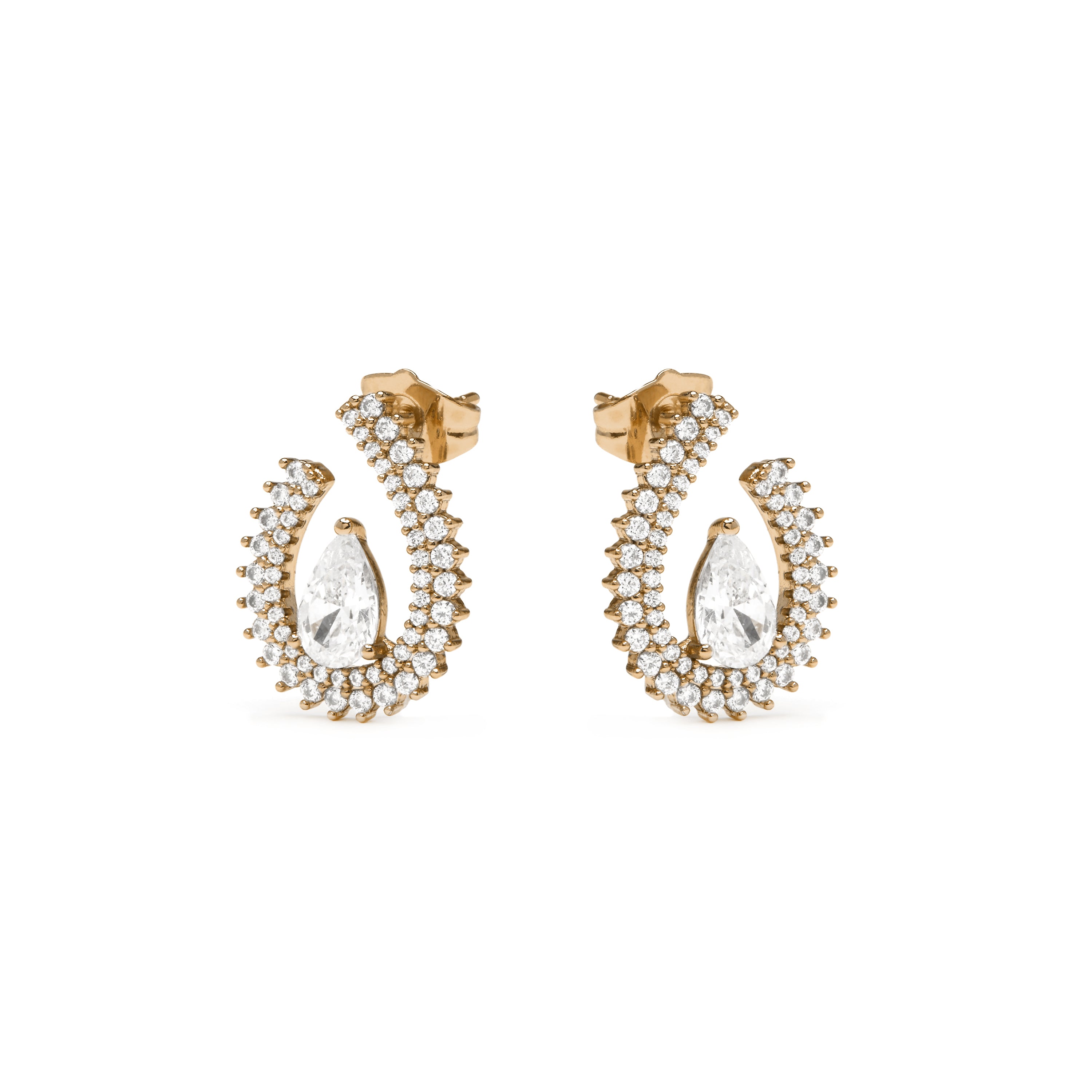 Boucles d'oreilles finition or jaune 18k et Zircon brillant - Goep