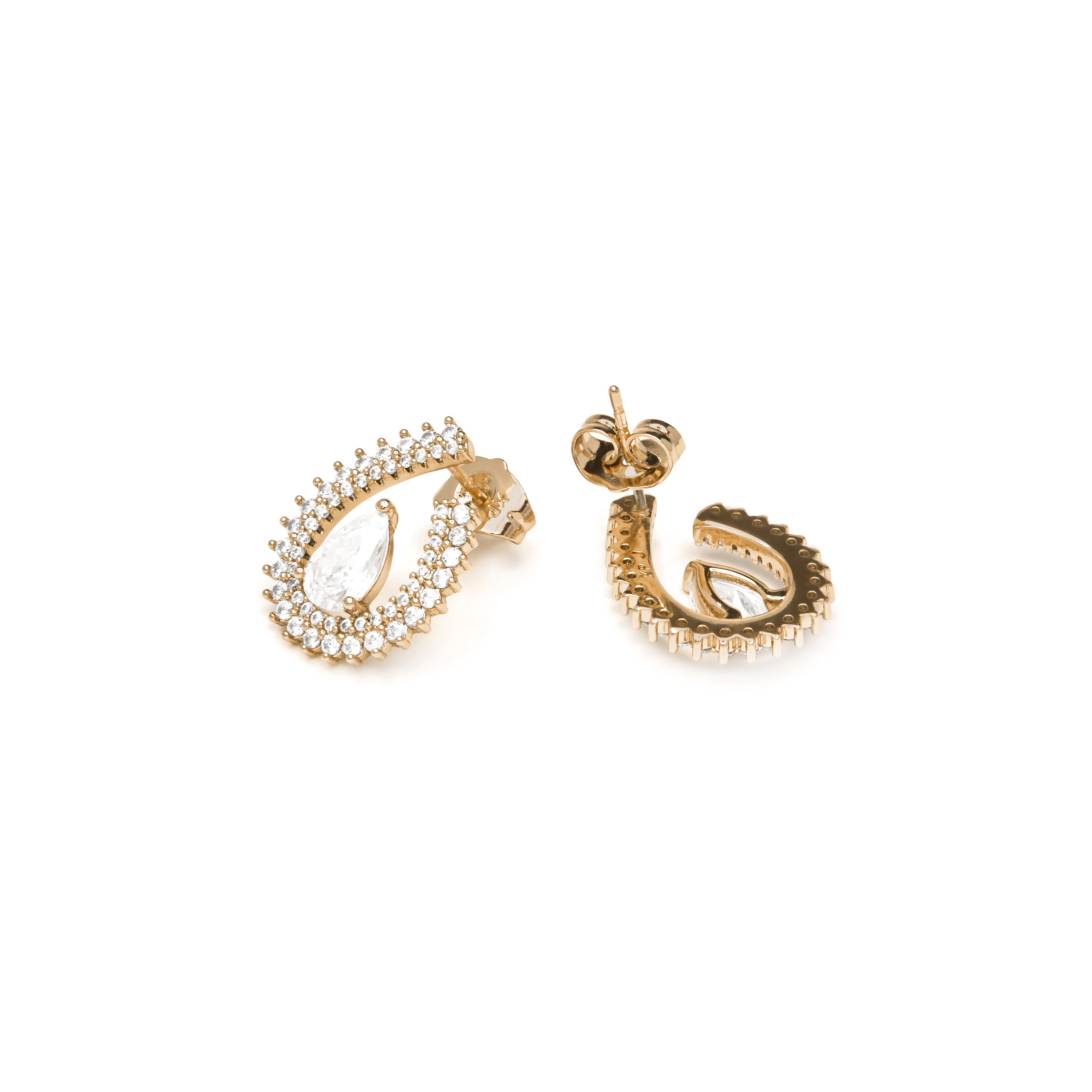 Boucles d'oreilles finition or jaune 18k et Zircon brillant - Goep