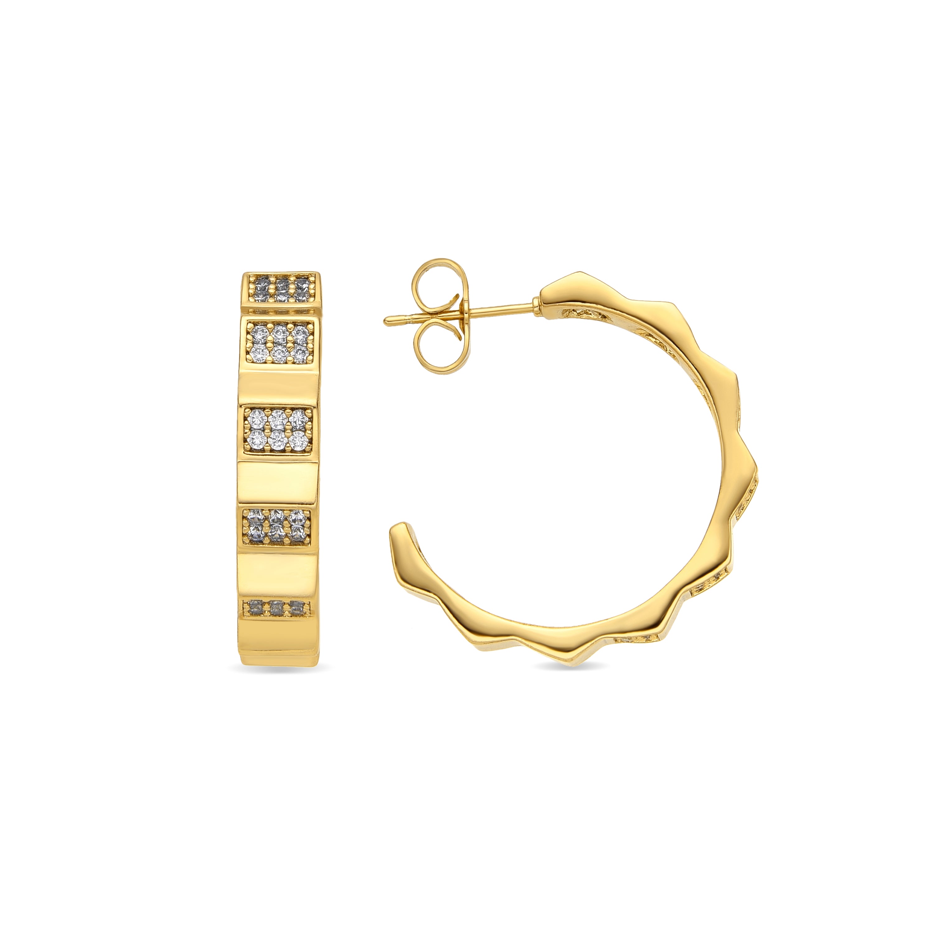 18k Yellow Gold Finish Earrings with Brilliant Zirconia - Yadio