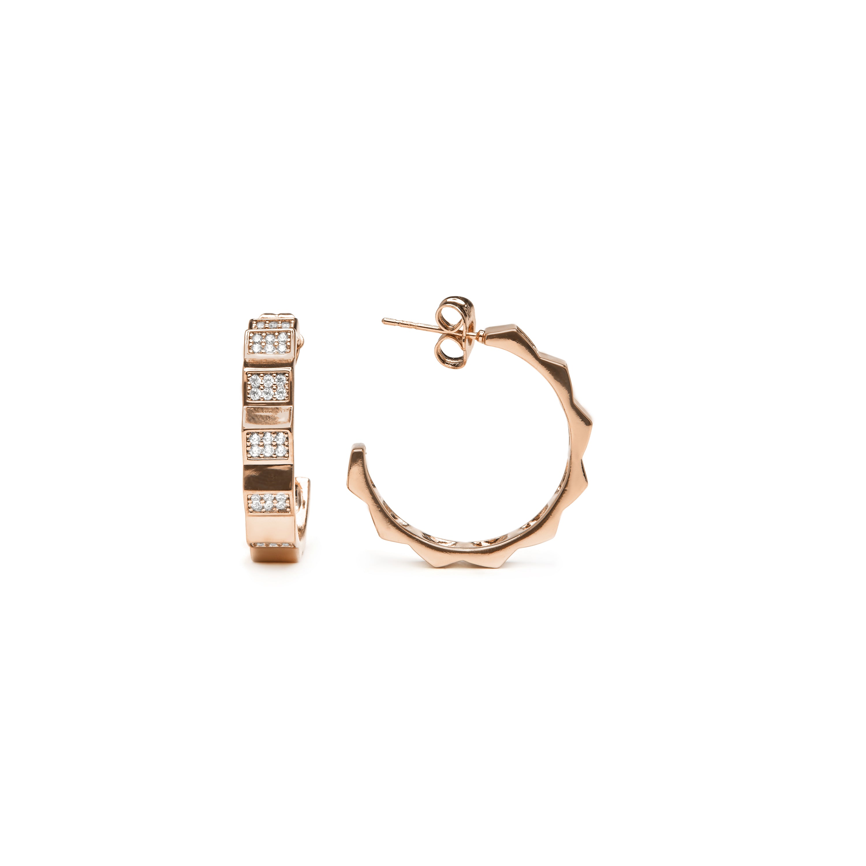 18k Yellow Gold Finish Earrings with Brilliant Zirconia - Yadio