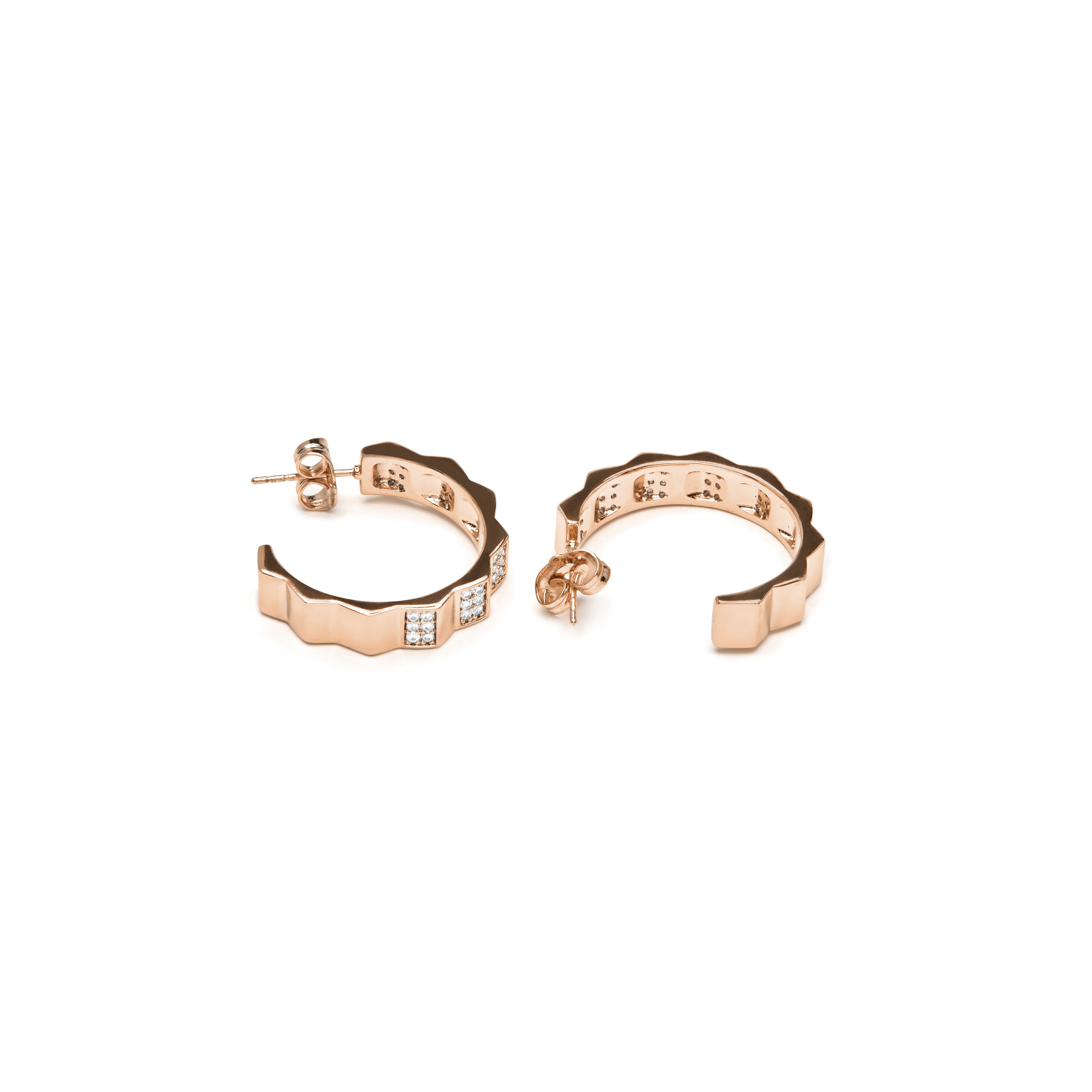 18k Yellow Gold Finish Earrings with Brilliant Zirconia - Yadio
