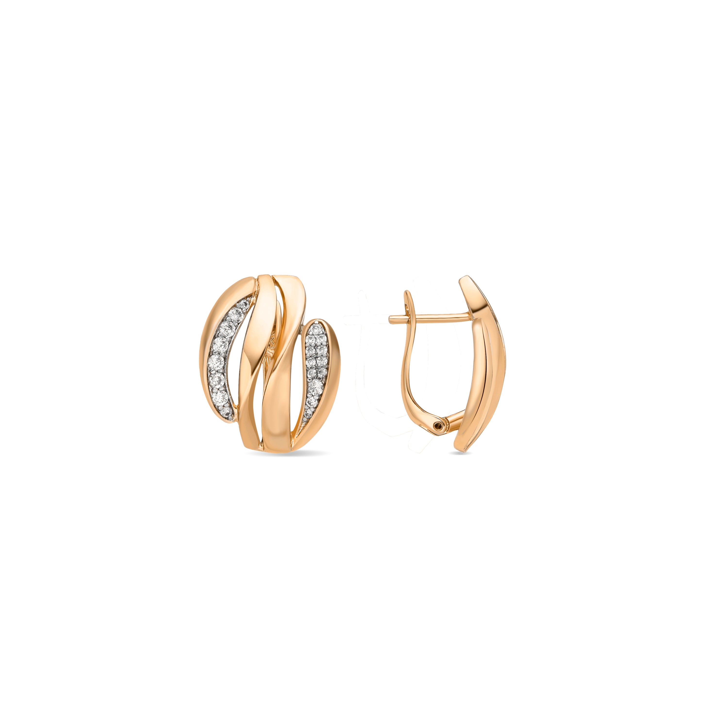 Pendientes acabado oro amarillo de 18k y Circonita Brillante - Balik