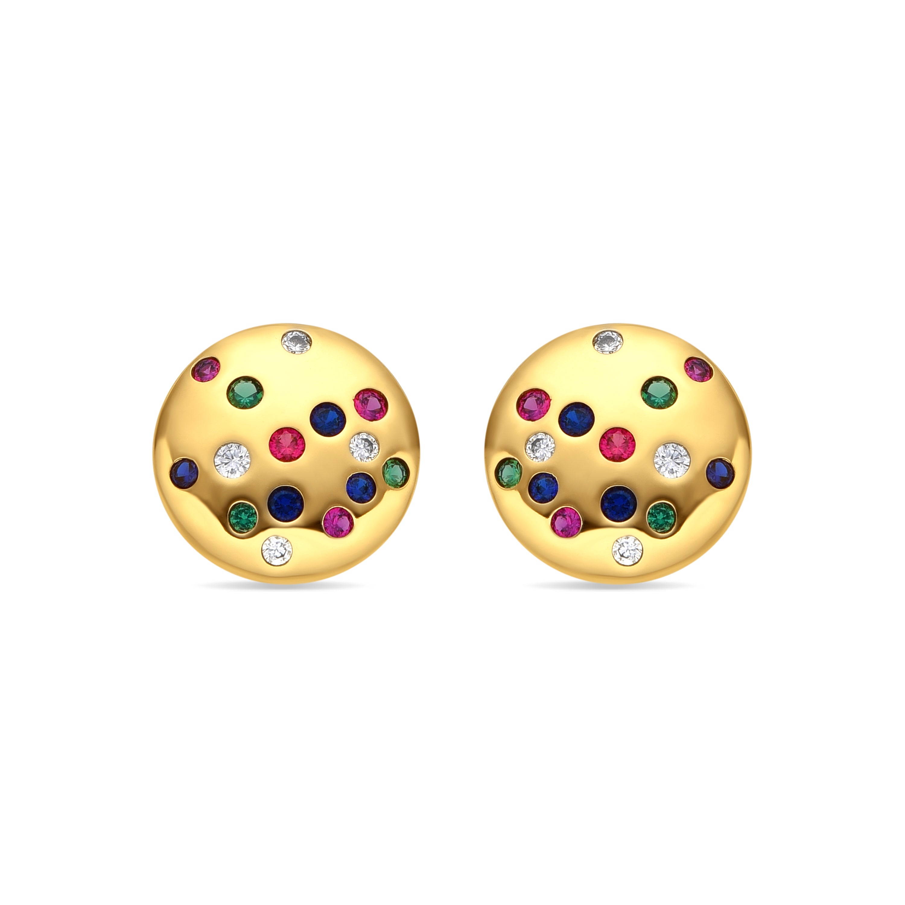Boucles d'oreilles finition or jaune 18k et zircon multicolore - Udywa
