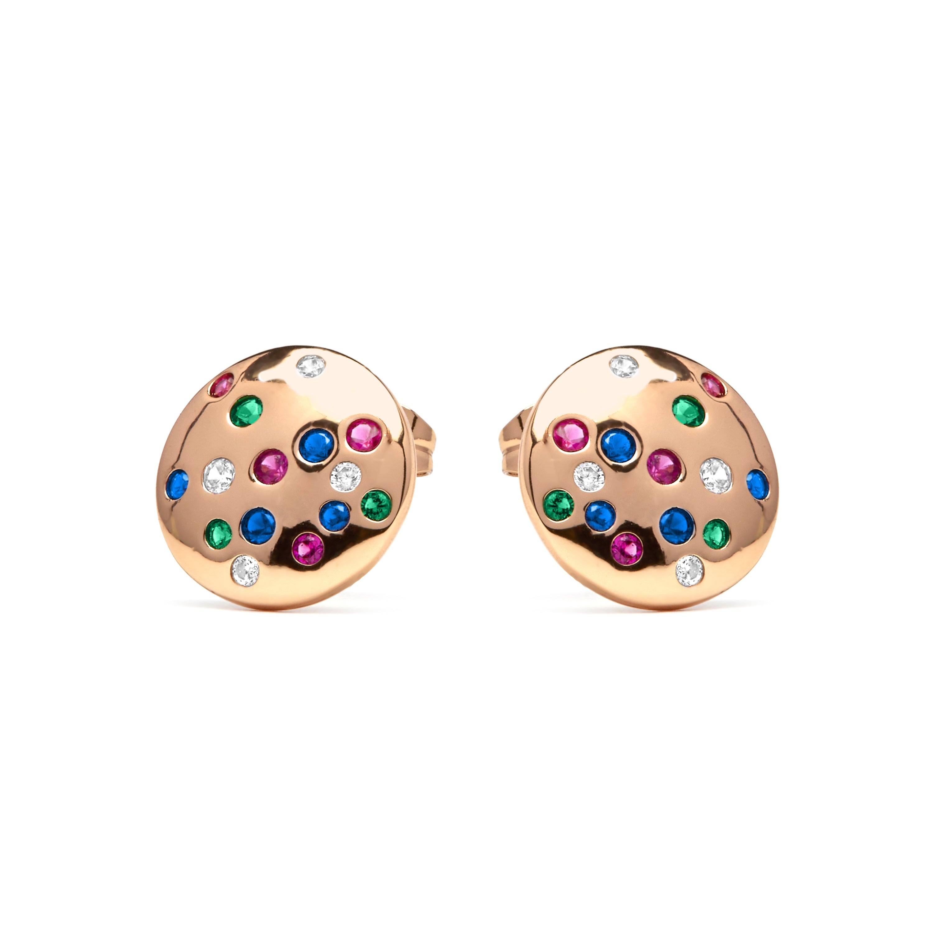Boucles d'oreilles finition or jaune 18k et zircon multicolore - Udywa
