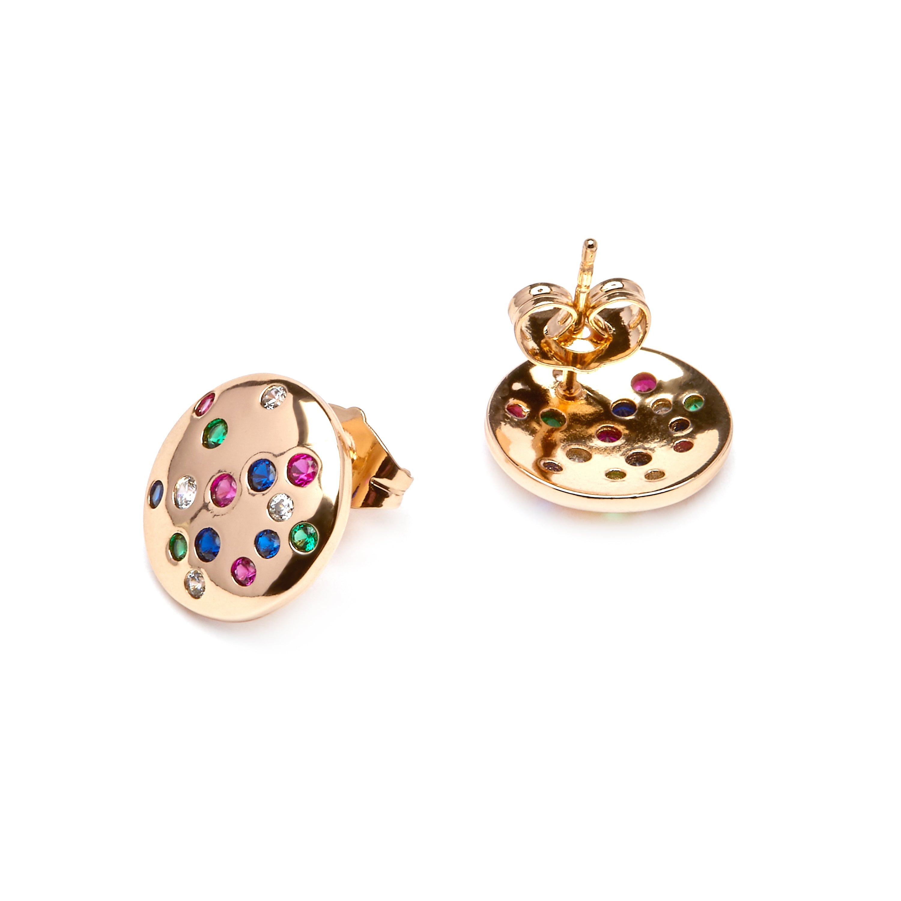 Boucles d'oreilles finition or jaune 18k et zircon multicolore - Udywa