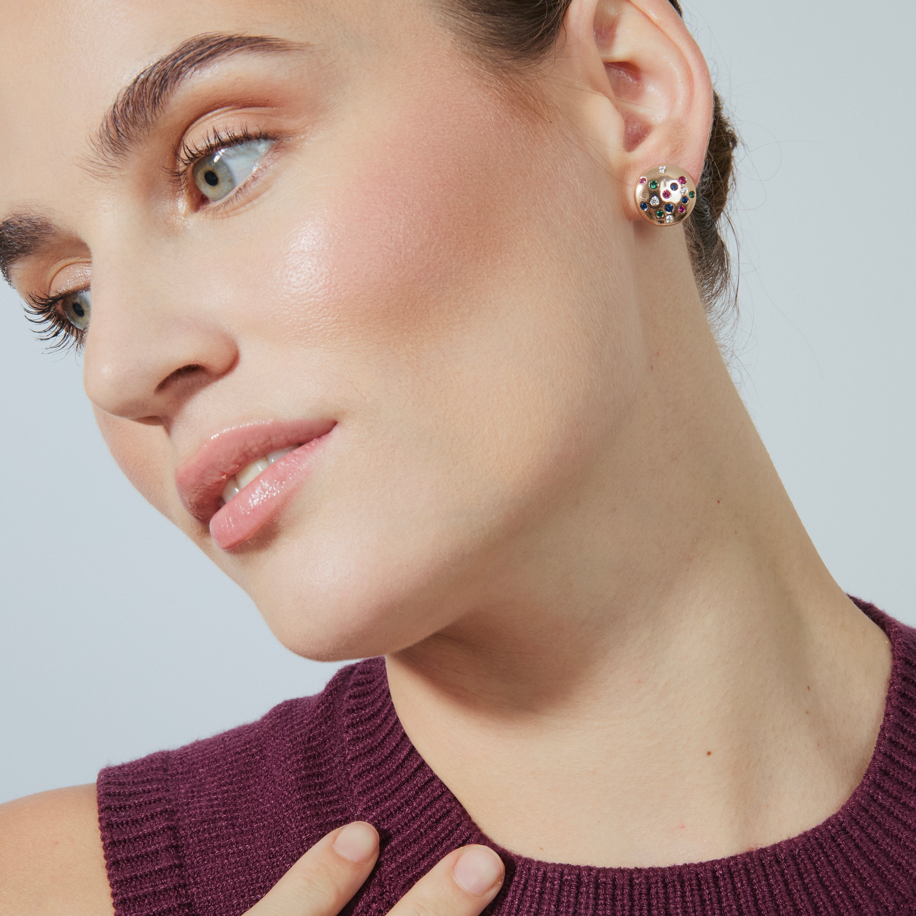 Boucles d'oreilles finition or jaune 18k et zircon multicolore - Udywa