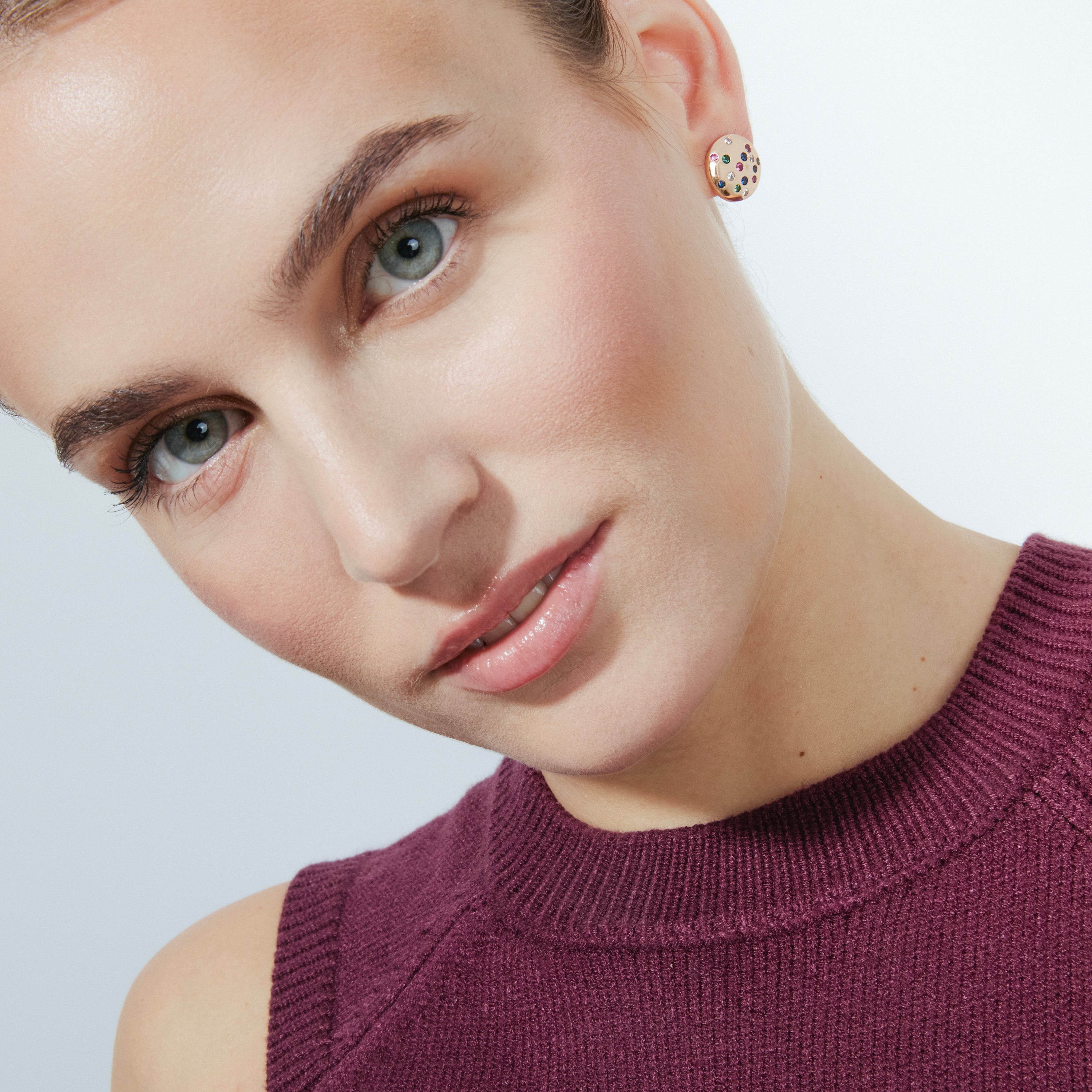 Boucles d'oreilles finition or jaune 18k et zircon multicolore - Udywa