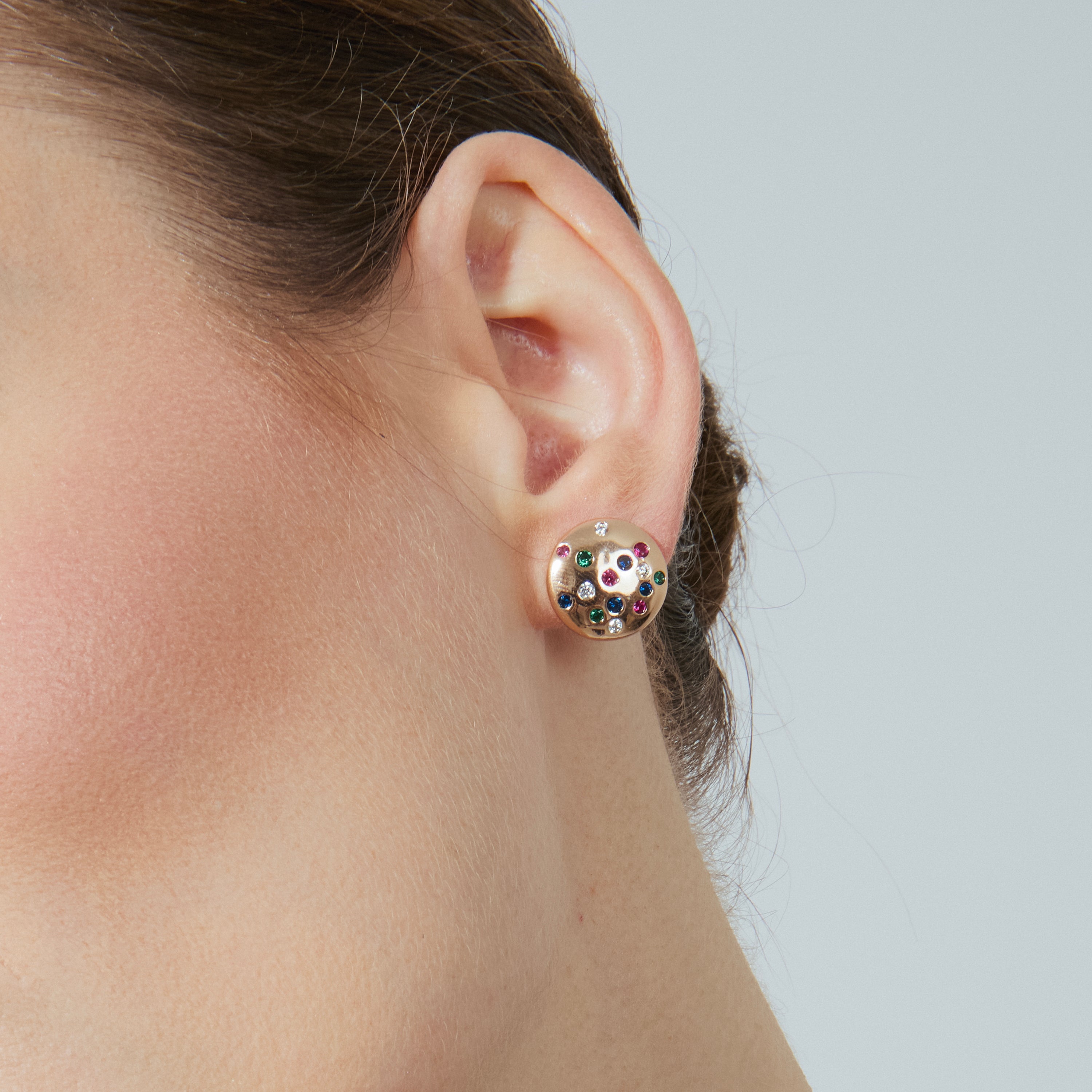 Boucles d'oreilles finition or jaune 18k et zircon multicolore - Udywa