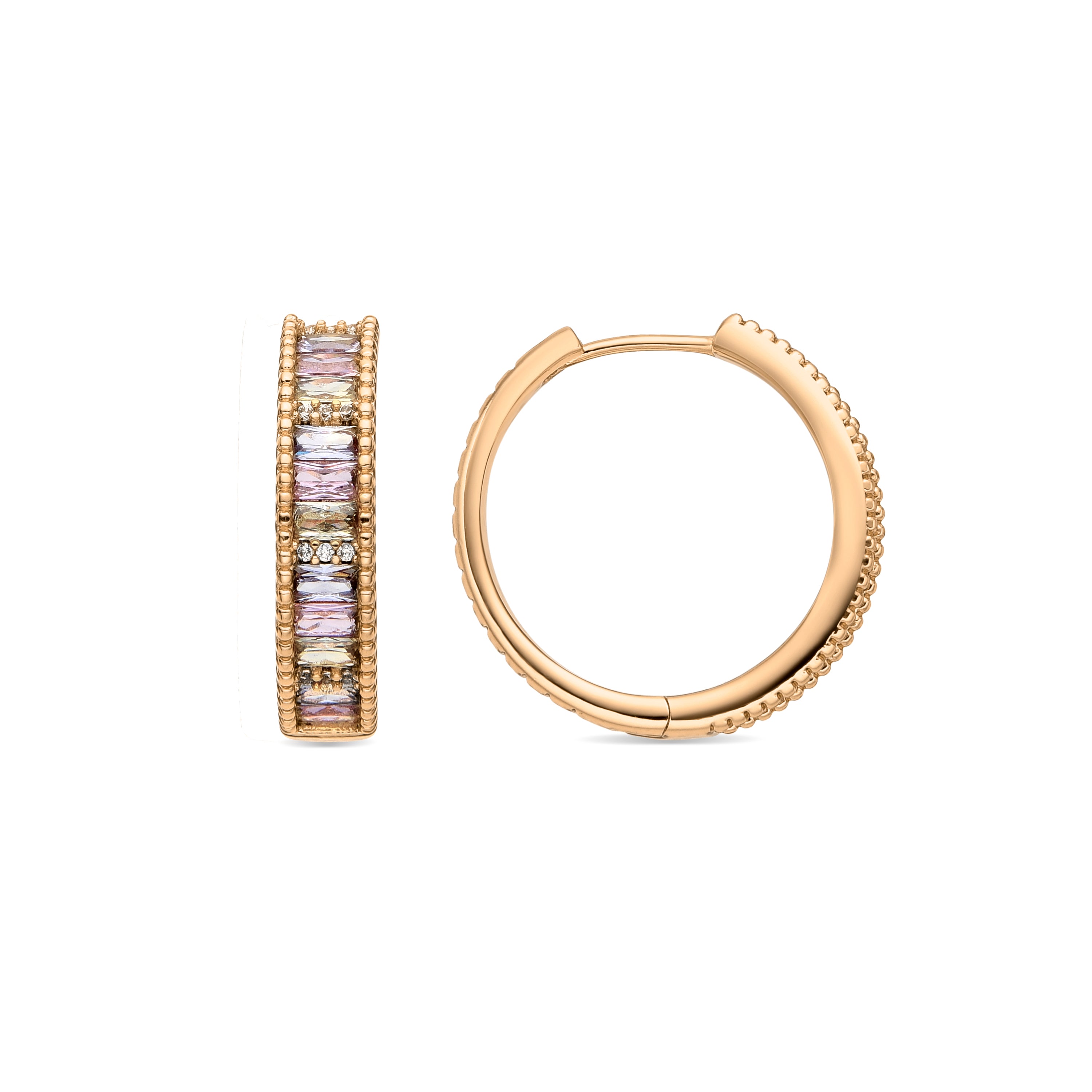 Pendientes acabado oro amarillo de 18k y Circonita Multicolor - Nay