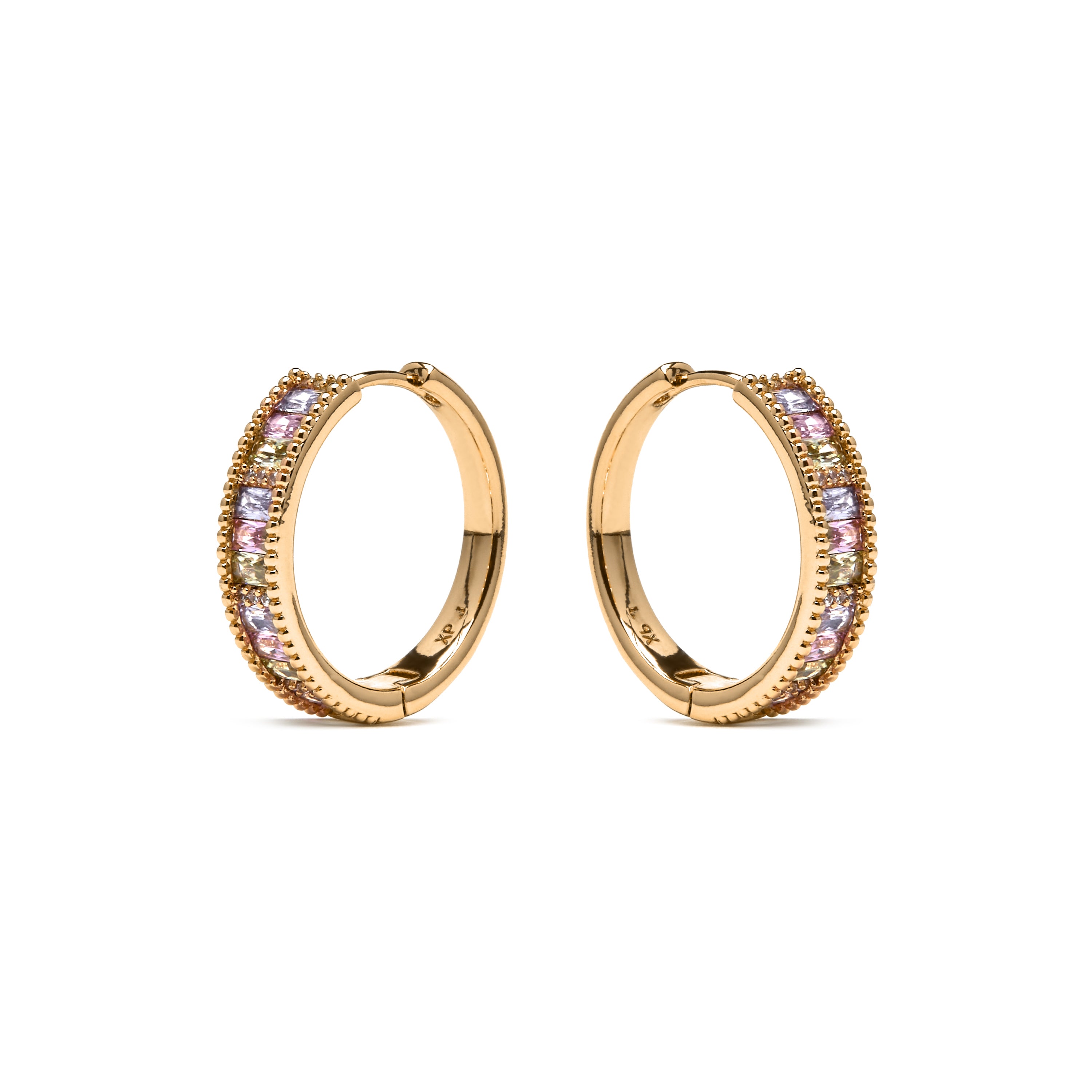 Pendientes acabado oro amarillo de 18k y Circonita Multicolor - Nay