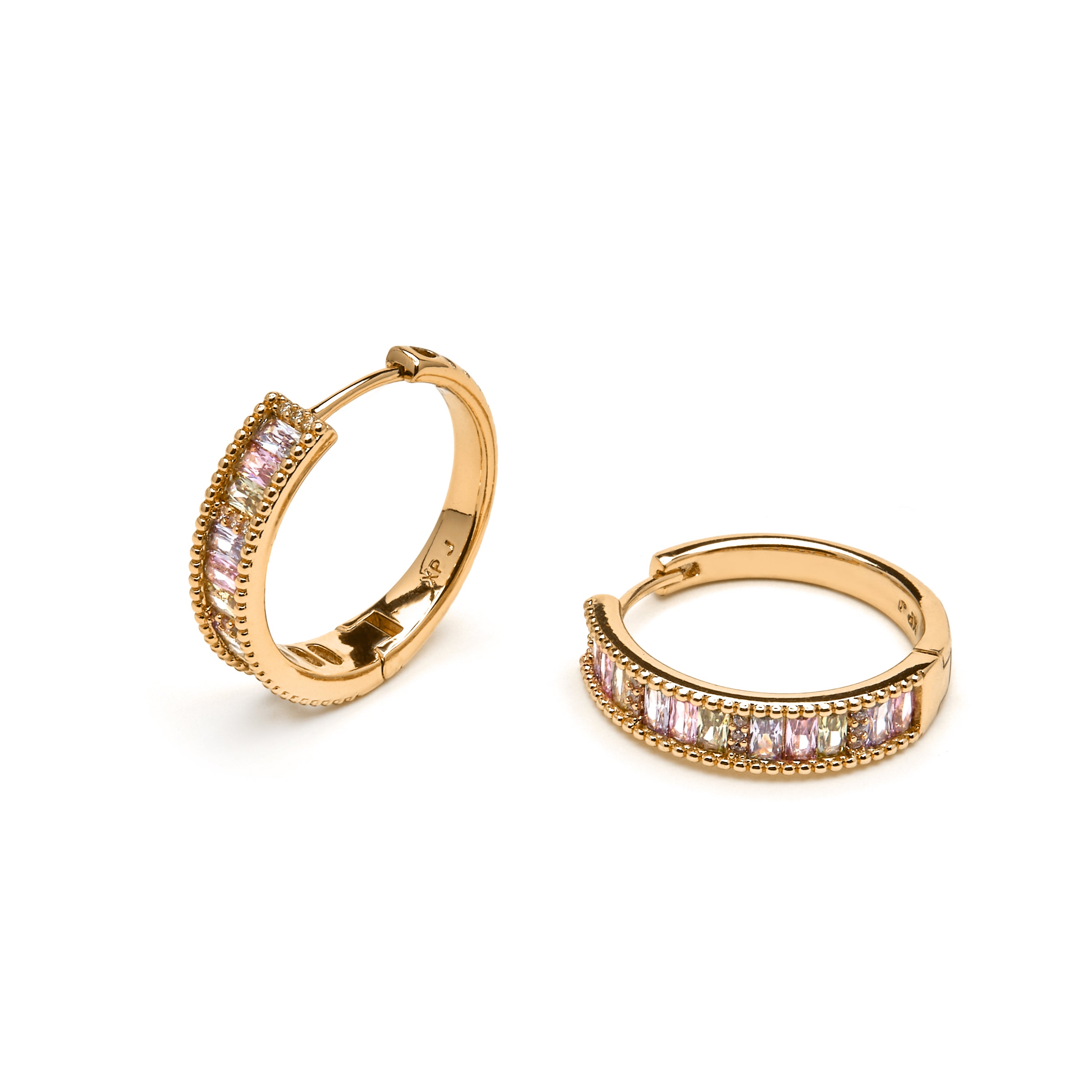 Pendientes acabado oro amarillo de 18k y Circonita Multicolor - Nay