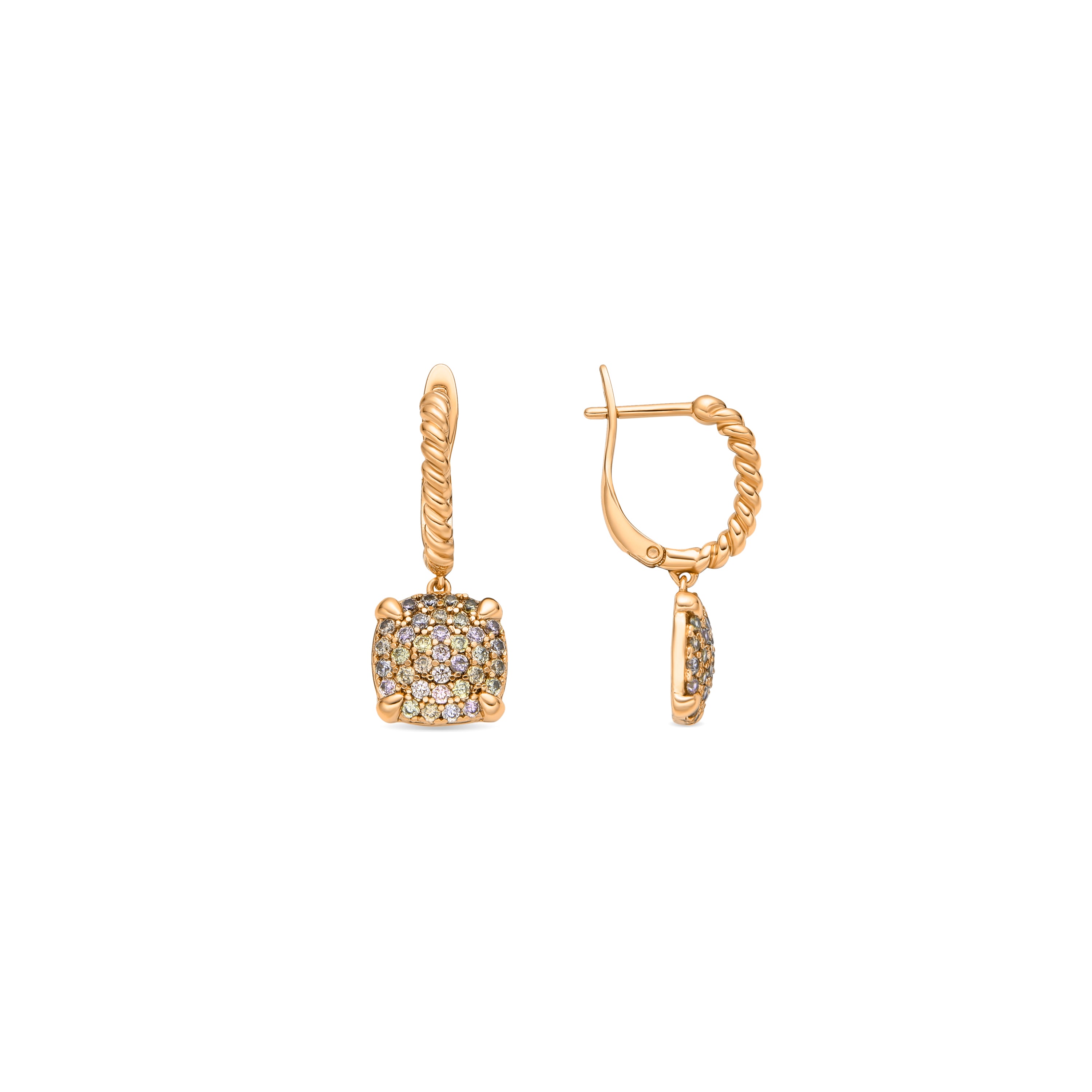 Boucles d'oreilles finition or jaune 18k et Zirconium brillant - Leza